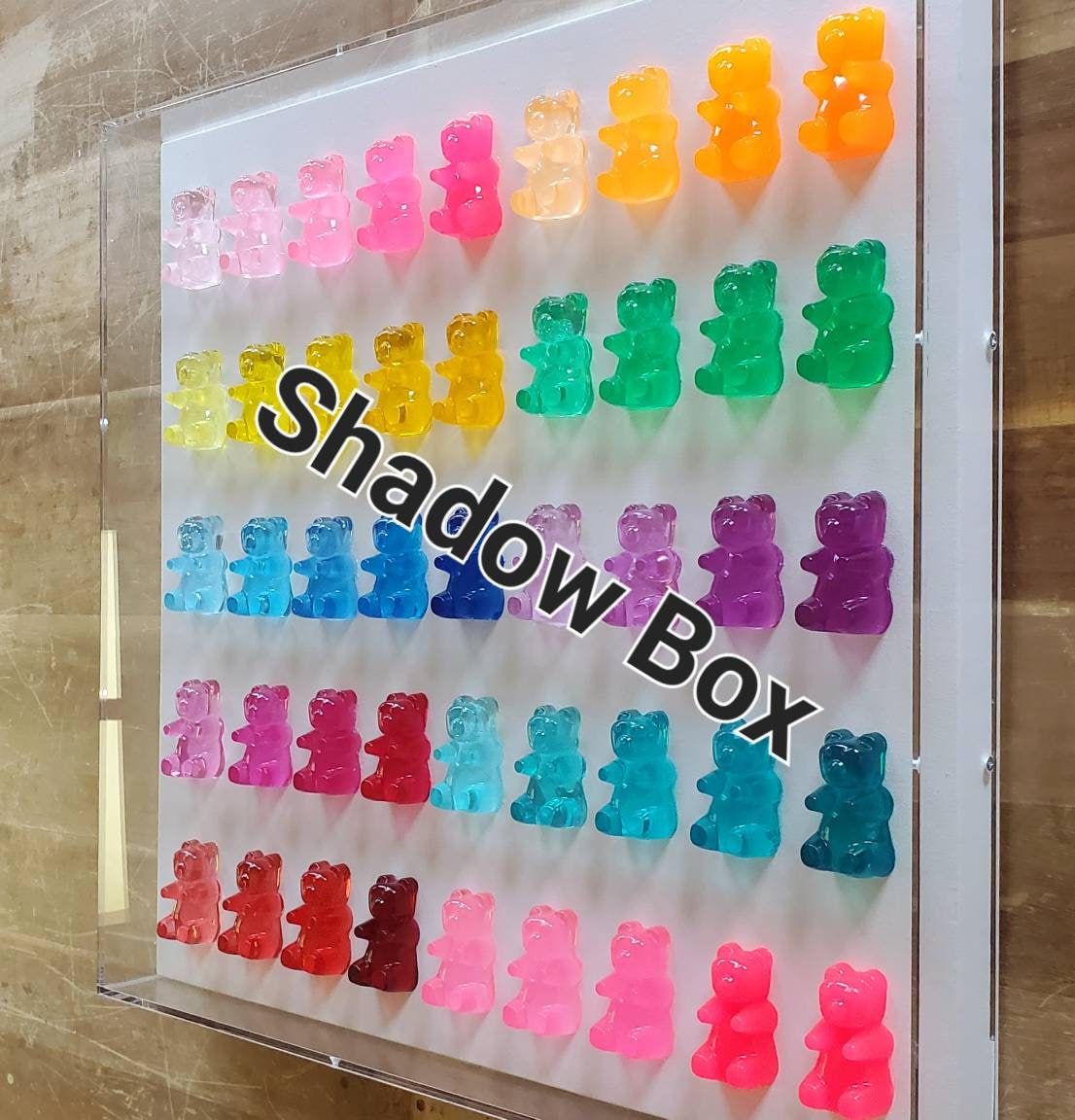 Pop Art Gummy Resin Bear Wall Decor, Modern Candy Shadow Box, Luxury Kitchen and Nursery Art