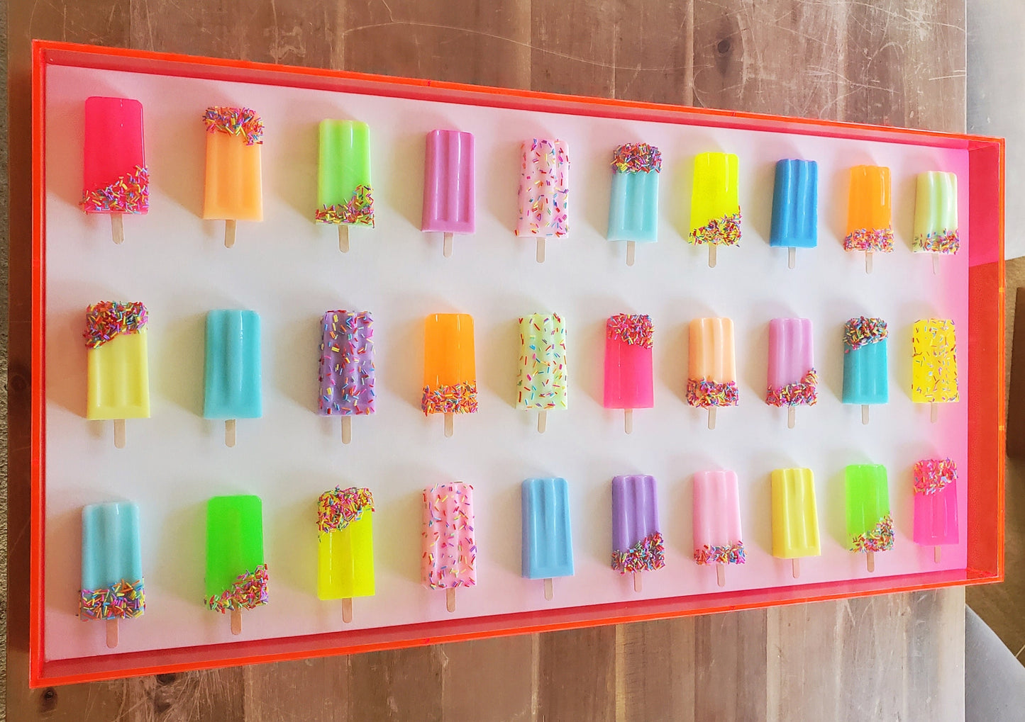 Pop Art Popsicle Wall Hanging, Home Decor, 30 Popsicle Sculptures, Business Decor, Candy Wall Art, Modern Kitchen Wall Decor, Open Frame