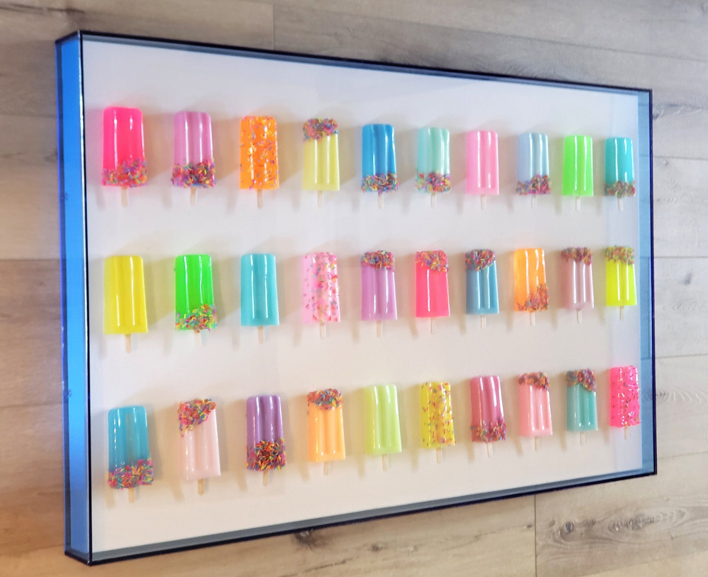 Pop Art Popsicle Wall Hanging, Home Decor, 30 Popsicle Sculptures, Business Decor, Candy Wall Art, Modern Kitchen Wall Decor, Open Frame