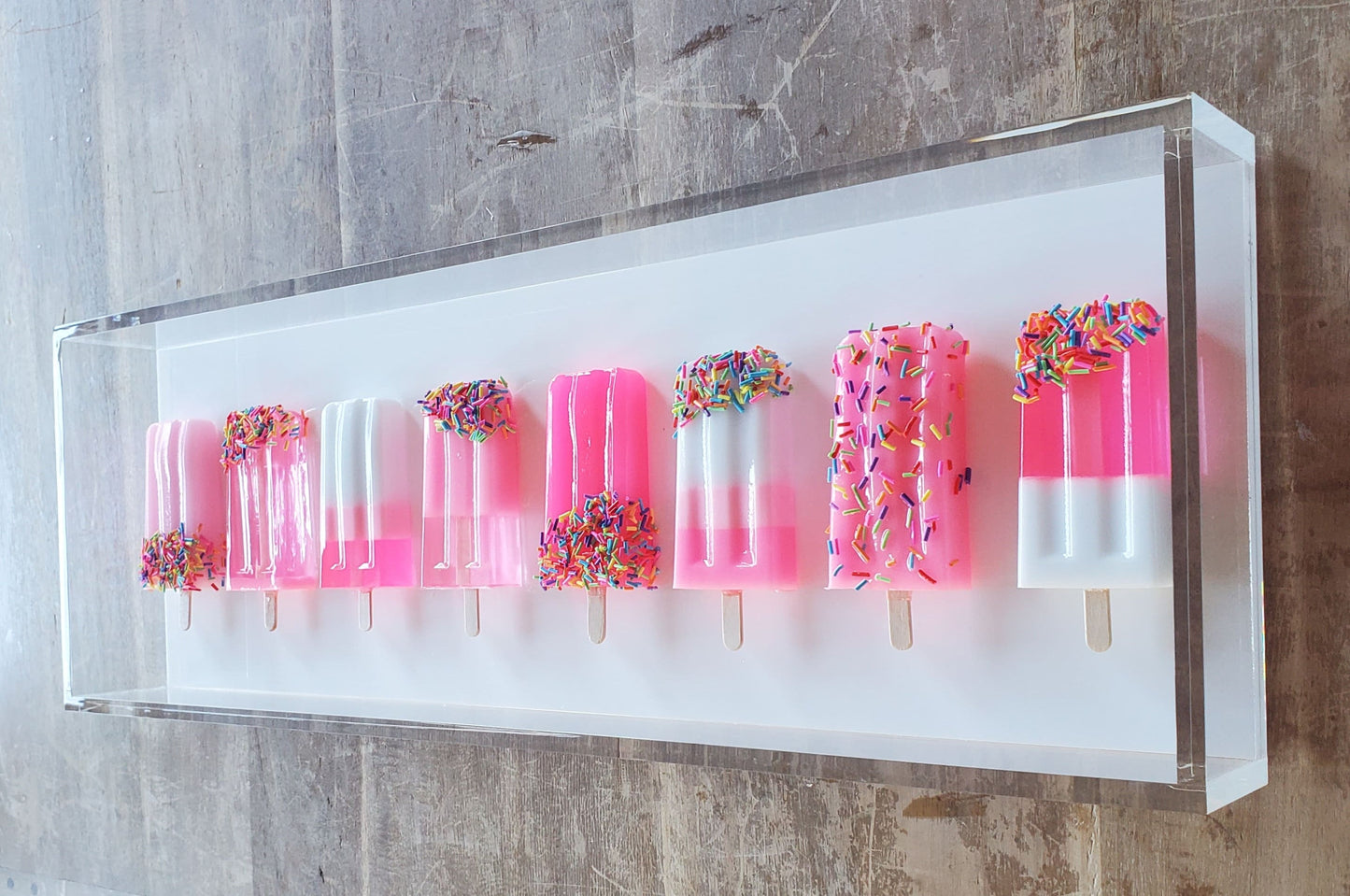 Colorful Resin Popsicle Wall Art, Boho Kids Room Decor, Minimalist Neon Ice Cream Artwork