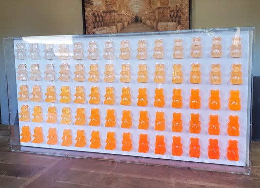 Shadow Box Candy Bear Wall Art: 3D Pop Art Decor, 40x20 Inch