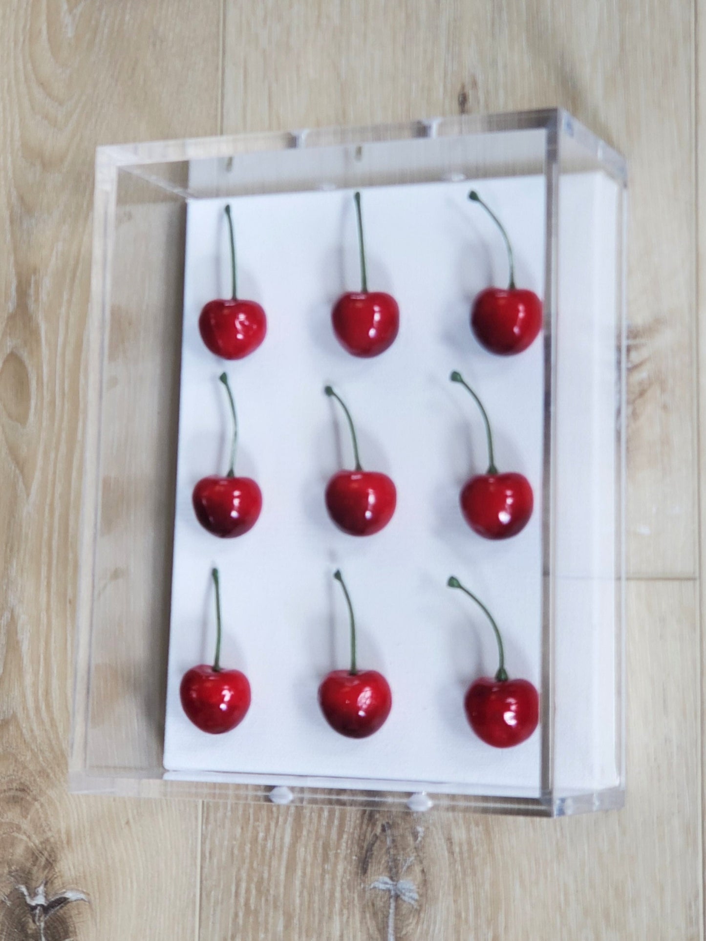 Cherry Pop Art Shadow Box: Red Kitchen Wall Decor, Modern Acrylic Frame