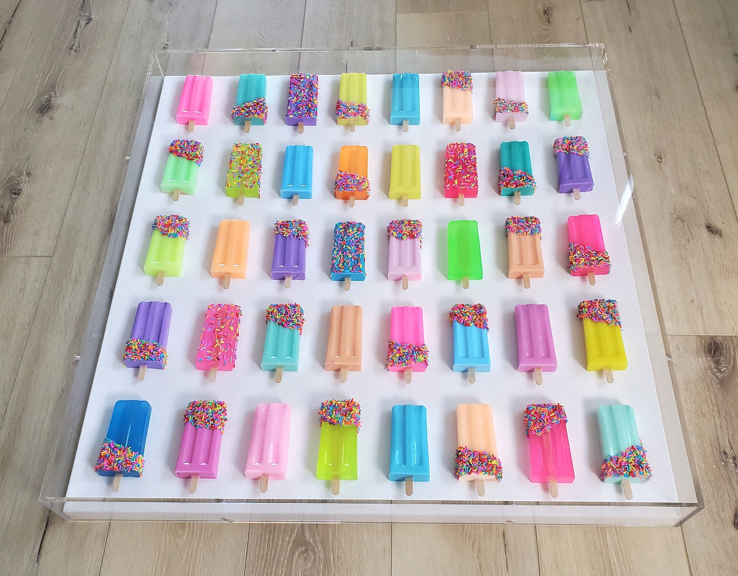 Popsicle Wall Hanging, Home Decor, 40 Popsicle Sculptures, Business Decor, Candy Wall Art, Modern Kitchen Wall Decor, Visual Bright Pop Art