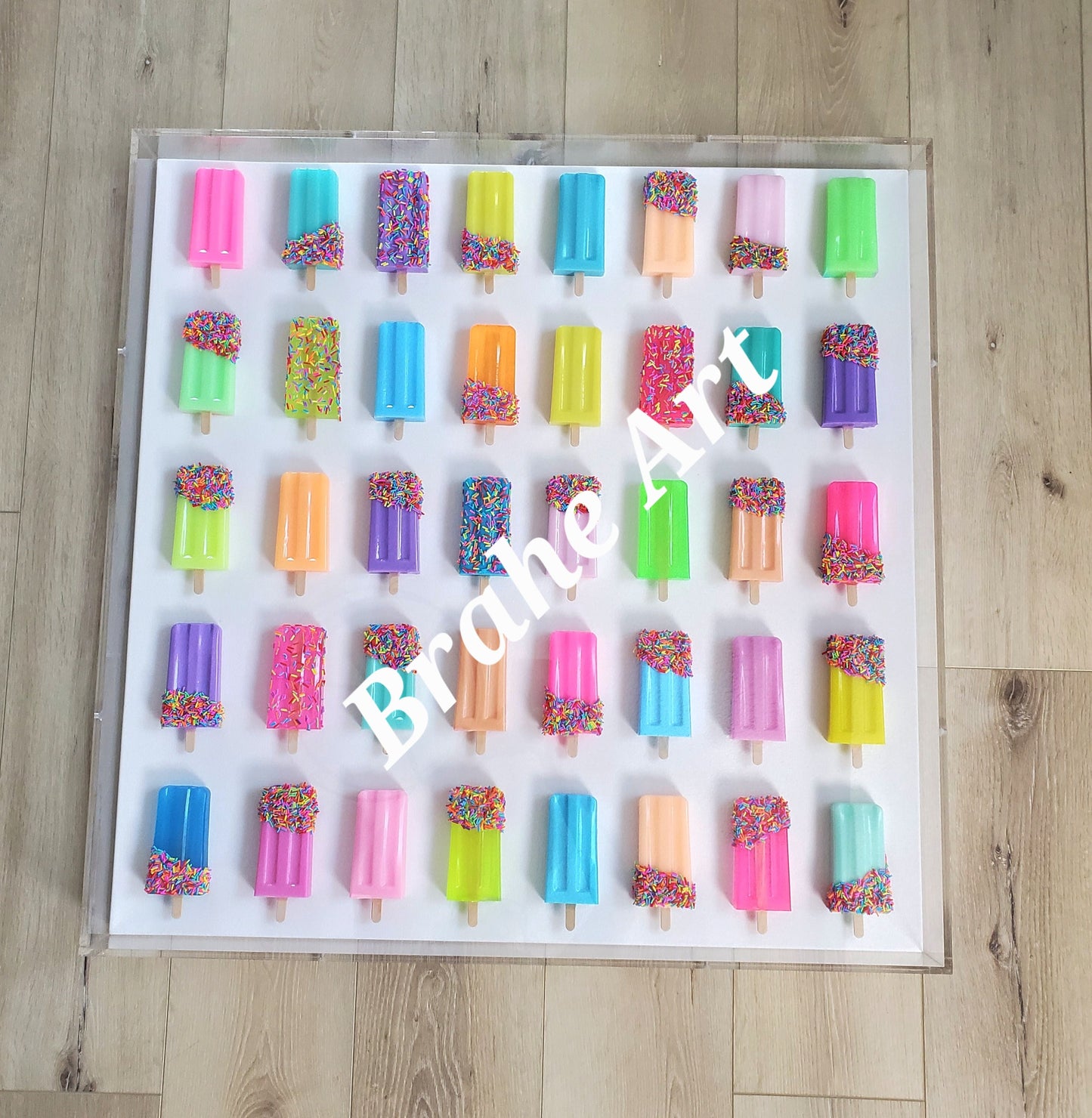 Popsicle Wall Hanging, Home Decor, 40 Popsicle Sculptures, Business Decor, Candy Wall Art, Modern Kitchen Wall Decor, Visual Bright Pop Art