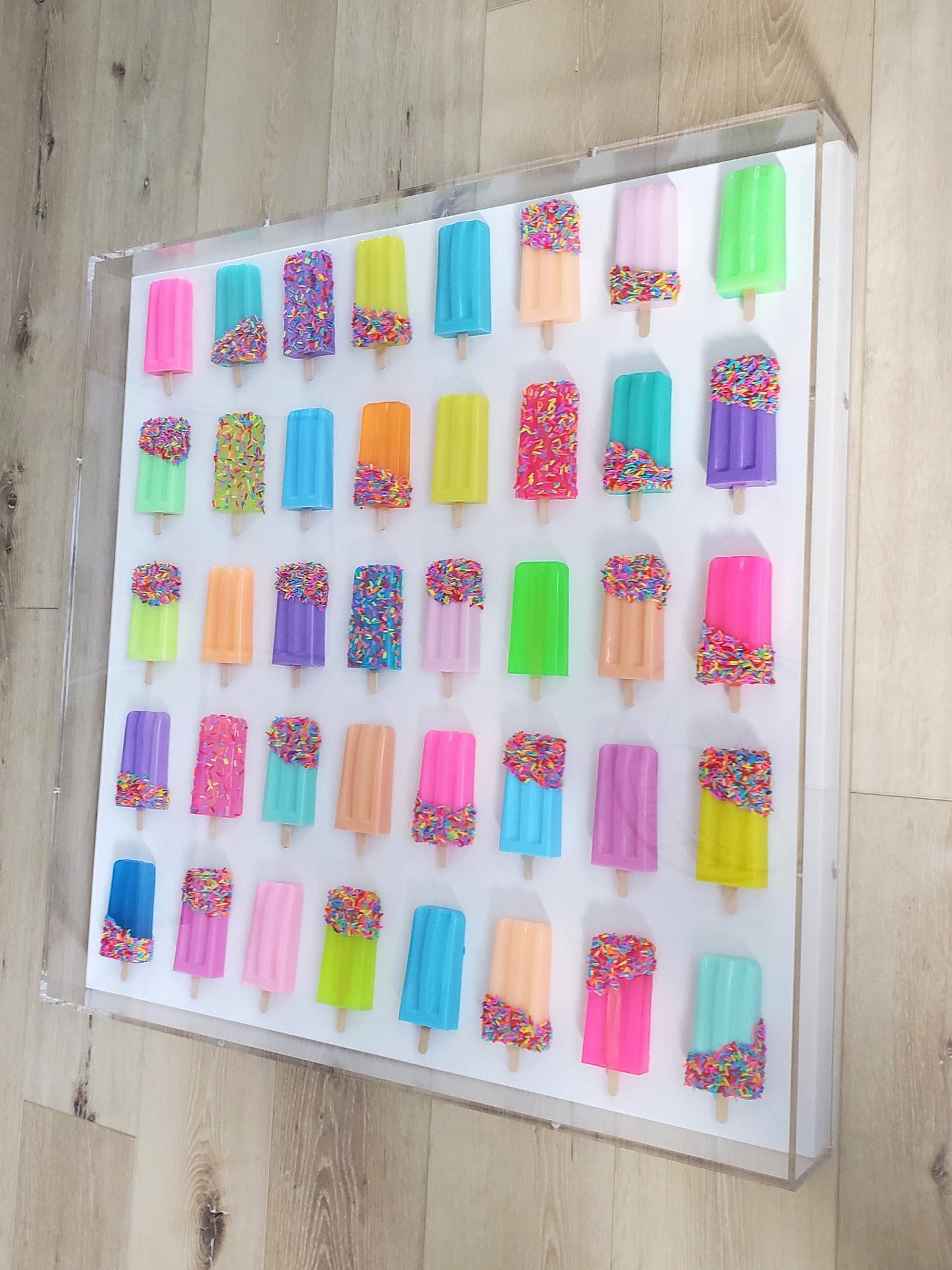 Popsicle Wall Hanging, Home Decor, 40 Popsicle Sculptures, Business Decor, Candy Wall Art, Modern Kitchen Wall Decor, Visual Bright Pop Art