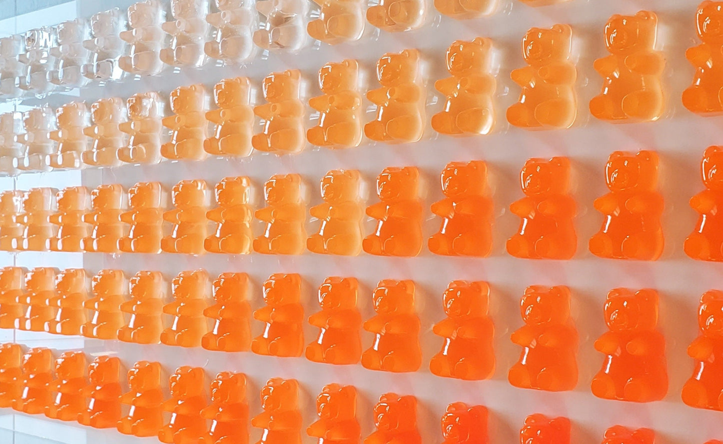 Giant Gummy Bear Wall Decor, Modern Pop Art, 48 Resin Gummy Bears, Kitchen Wall Art, Nursery decor. Original Creator, Shadow Box Art.