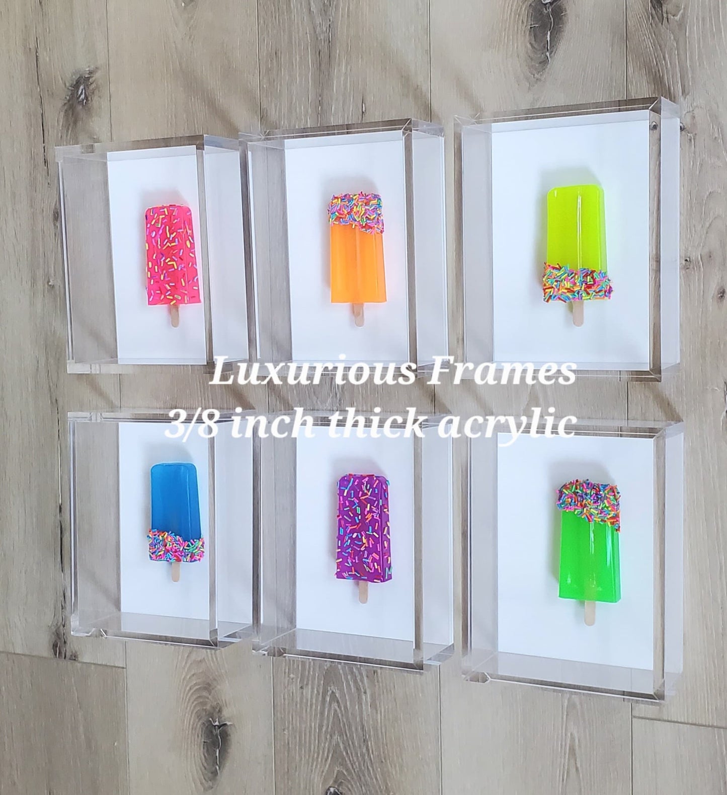 Resin Popsicle Wall Art: Modern Pop Sculpture in Acrylic Frame
