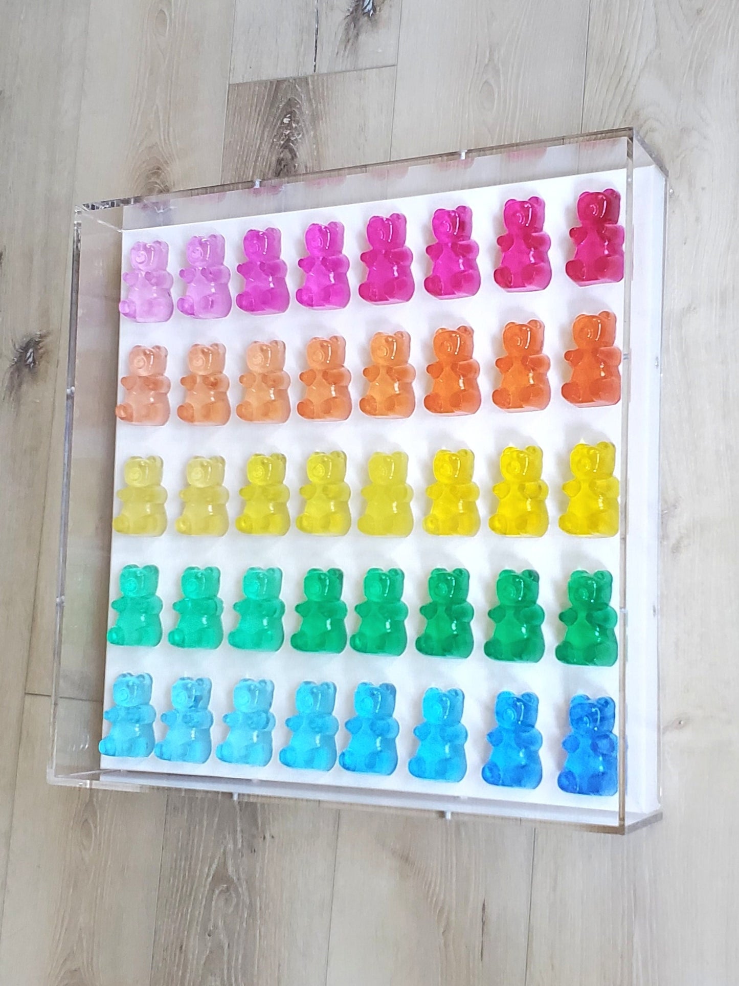 Pop Art Gummy Resin Bear Wall Decor, Modern Candy Shadow Box, Luxury Kitchen and Nursery Art