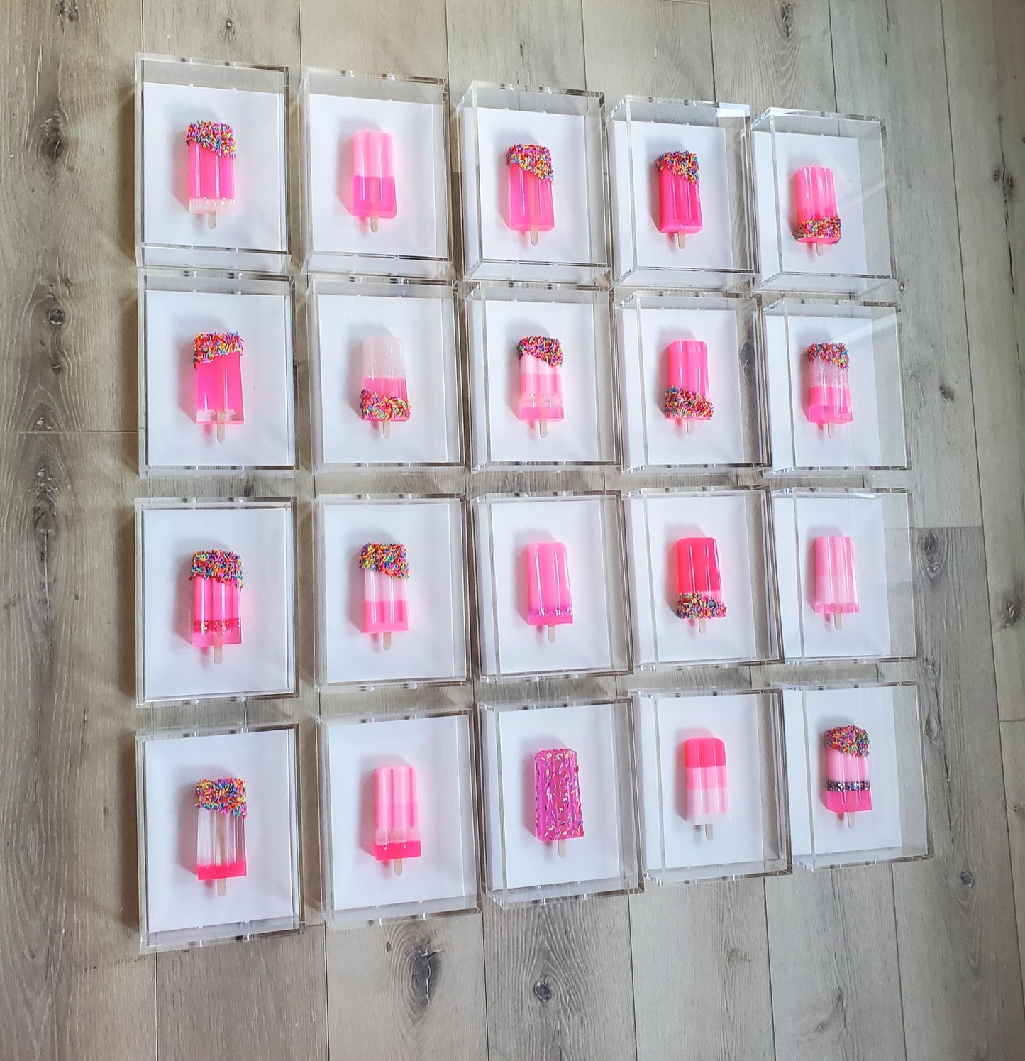 Resin Popsicle Wall Art: Modern Pop Sculpture in Acrylic Frame
