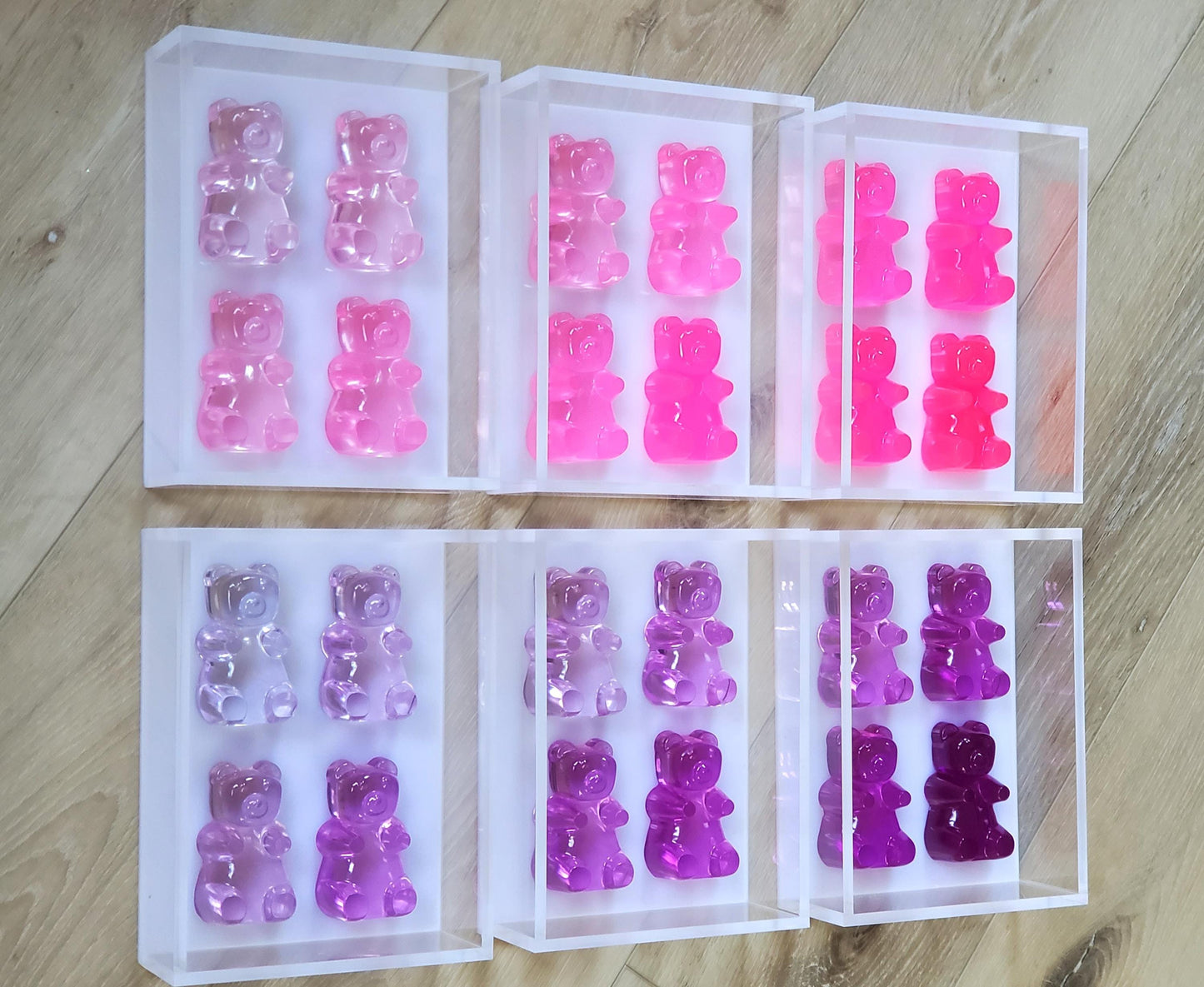Pop Art, Street Art, Pop Culture Wall Art, 4 Bear Sculptures, 1 Acrylic Open Frame, Kitchen Decor, Birthday Gift, Candy Decor, Neon Art.