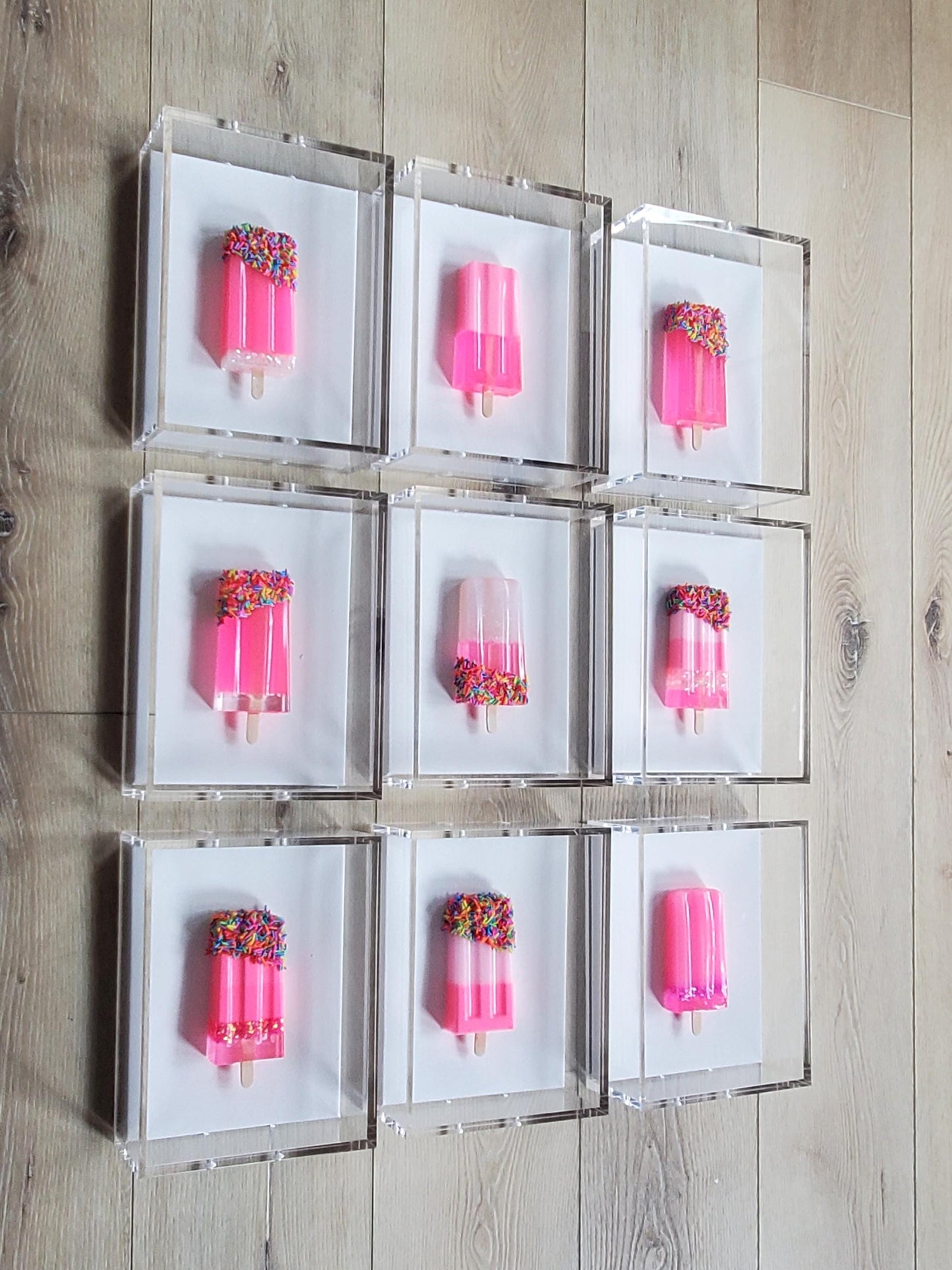 3D Popsicle Shadow Box Wall Art: Custom Whimsical Sculpture Set