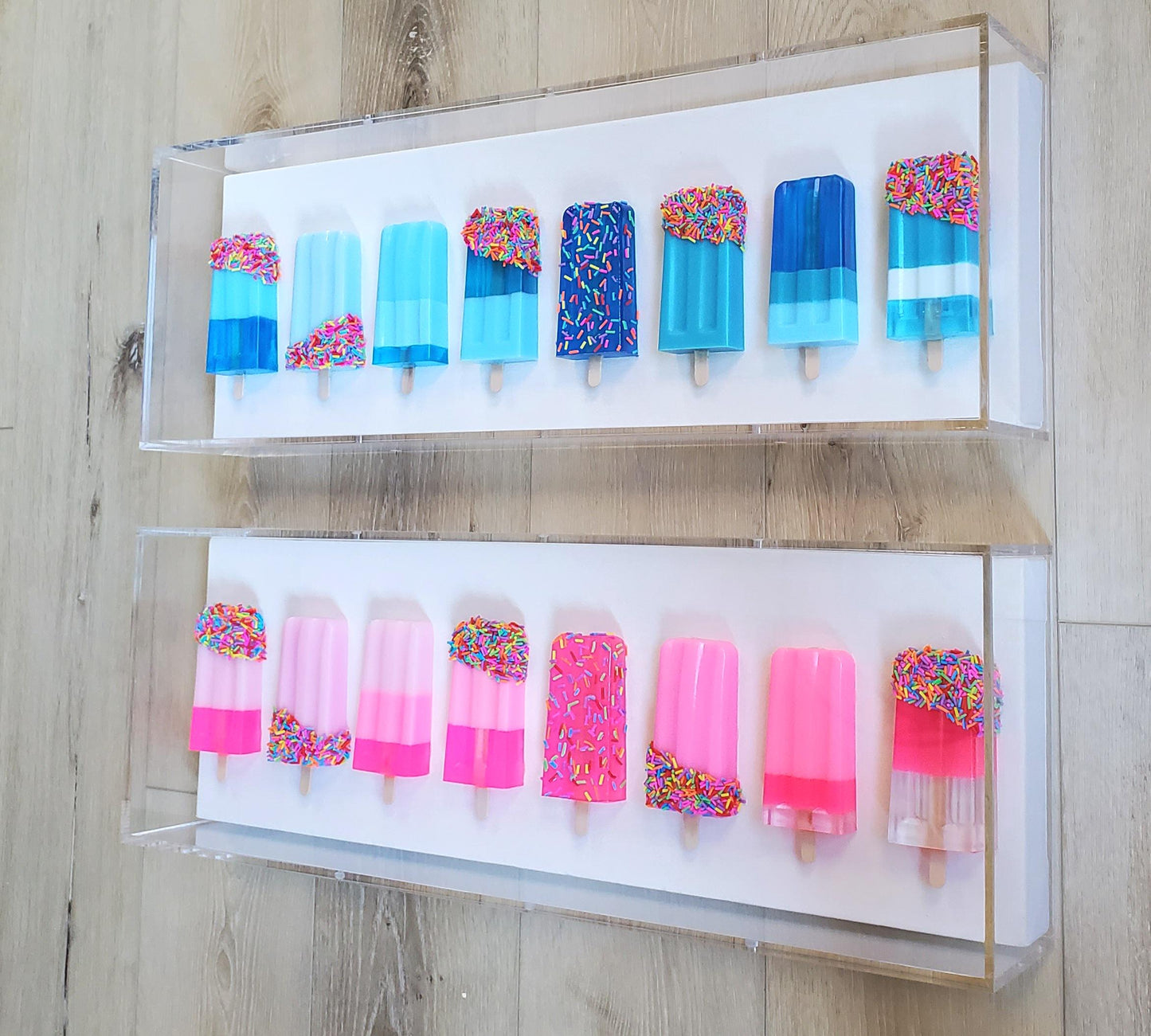 Colorful Resin Popsicle Wall Art, Boho Kids Room Decor, Minimalist Neon Ice Cream Artwork