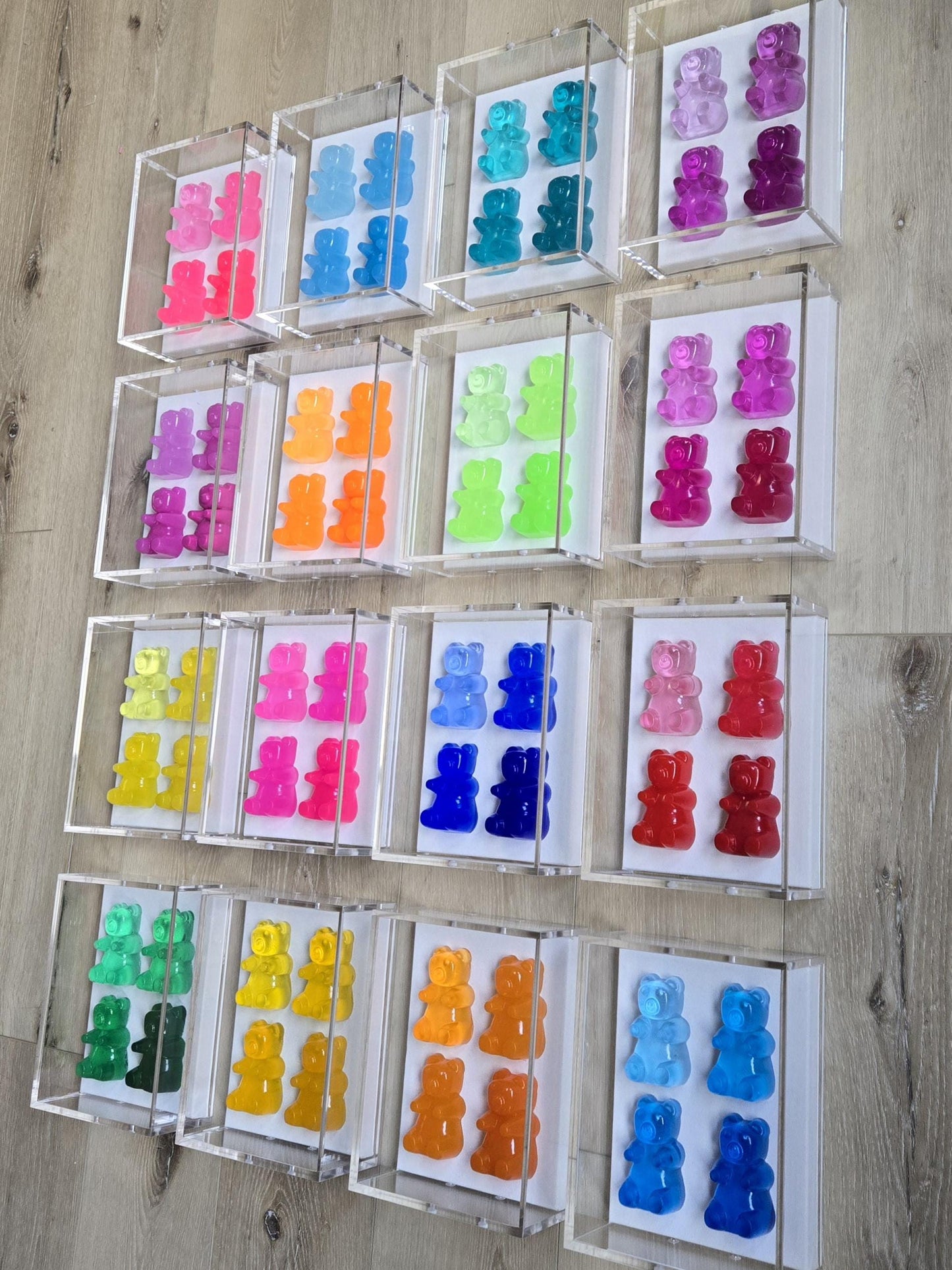 Gummy Bear Shadow Box Wall Art Set | Colorful Resin Sculpture | Playful Nursery, Living Room, Bedroom Decor | Kids Gift