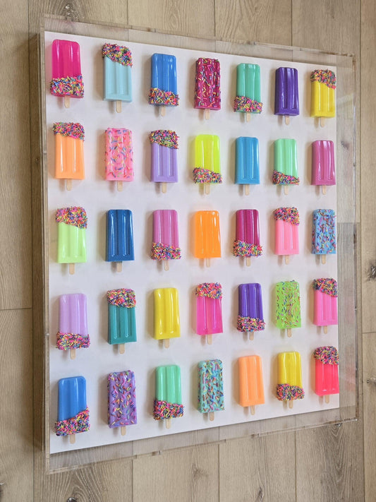Rainbow Resin Ice Cream Pops Wall Art: 3D Sculpture, Nursery Decor