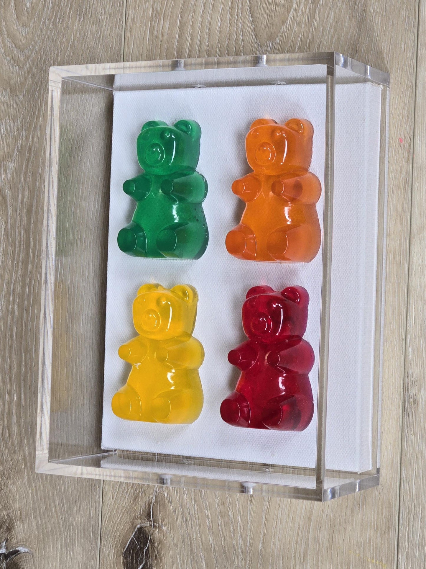 Nursery Wall Hanging, Gummy Bear Wall Art, 4 Gummy Bear Sculptures, 1 Frame, BoHo Nursery Decor, Nursery Art, Gift For Any Occasion.