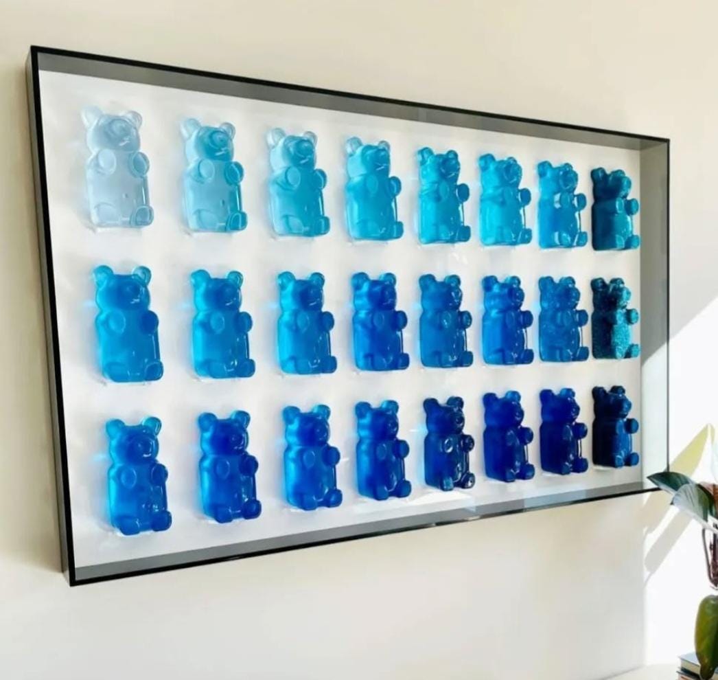 Vibrant Gummy Bear Wall Decor, Modern Pop Art Kitchen, Nursery Art, Colorful Whimsical Acrylic Frame Art, Unique Home & Commercial Decor