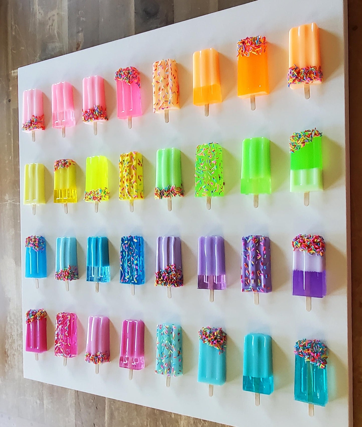 Colorful Pop Art Popsicle Wall Decor, Unique Resin Kitchen and Nursery Art