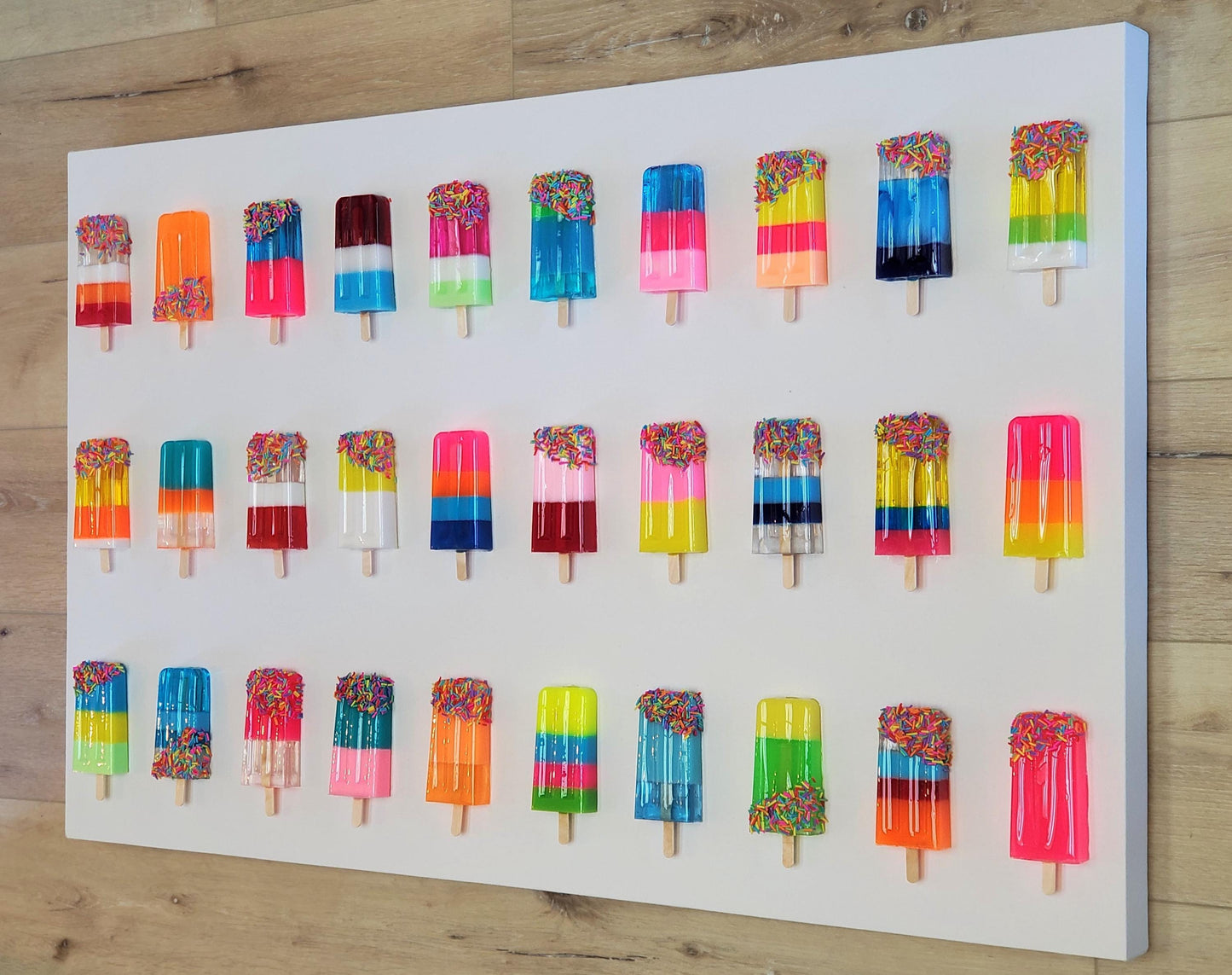 Colorful Pop Art Popsicle Wall Decor, Unique Resin Kitchen and Nursery Art