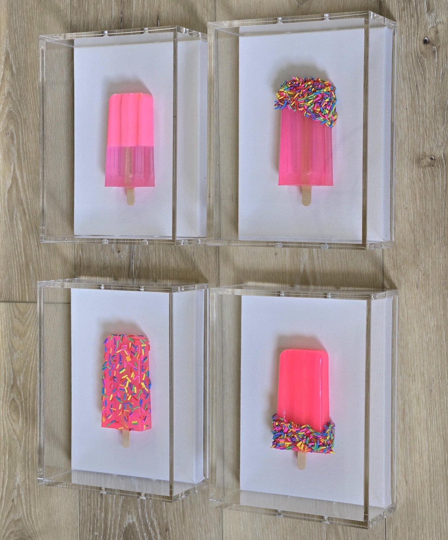 Popsicle Wall Hanging, Luxury Wall Art, 1 Popsicle Sculpture, 1 Shadow Boxes, Modern Pop Art, Bright Candy Art, Visual Pop Art, Pop Culture.