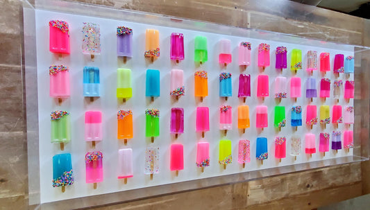 Pop Art Ice Pop Shadow Box: Large Acrylic Wall Hanging