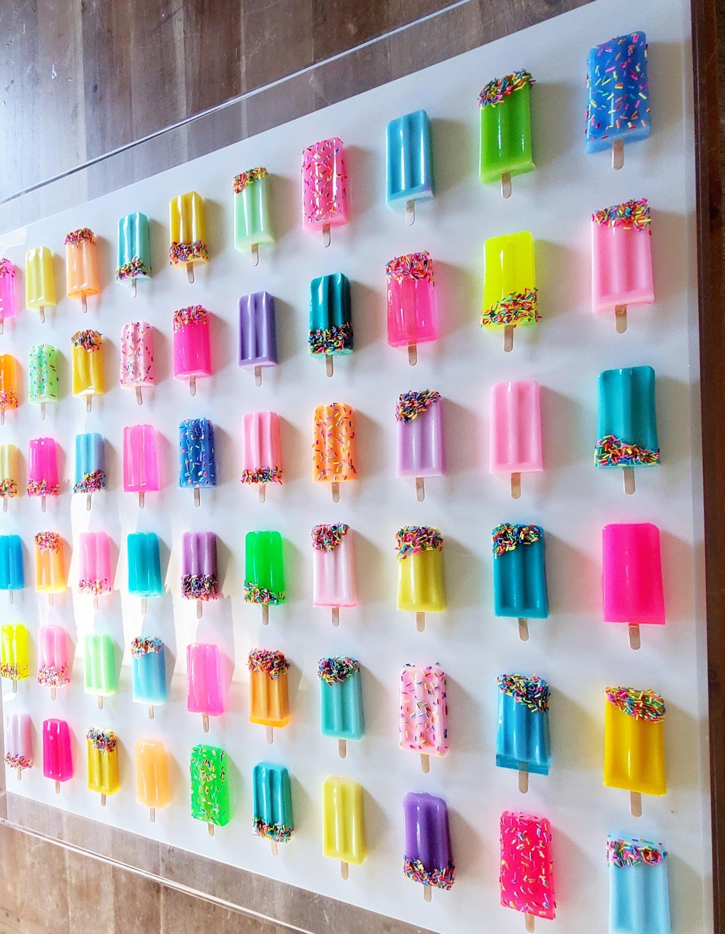 Rainbow Ombre Pop Art Popsicle Wall Hanging, Home Decor, 50 Popsicle Sculptures, Business Decor, Candy Wall Art, Modern Kitchen Wall Decor