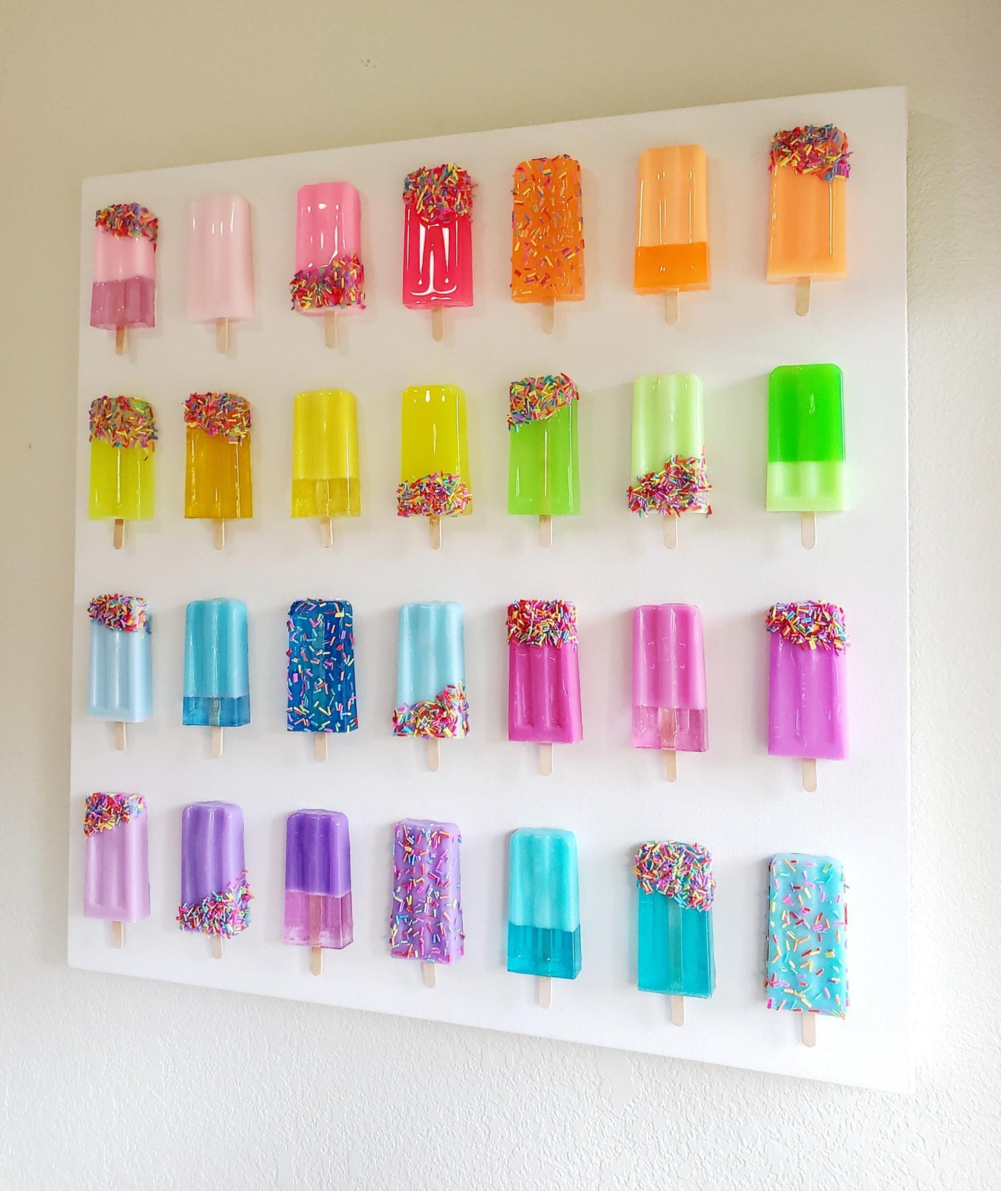 Popsicle Wall Art, Pop Art Sculptures, Kitchen Decor, Nursery Art, Teenagers Room Decor, Acrylic, Neon Rainbow Art,Retro Art, Candy Artwork.
