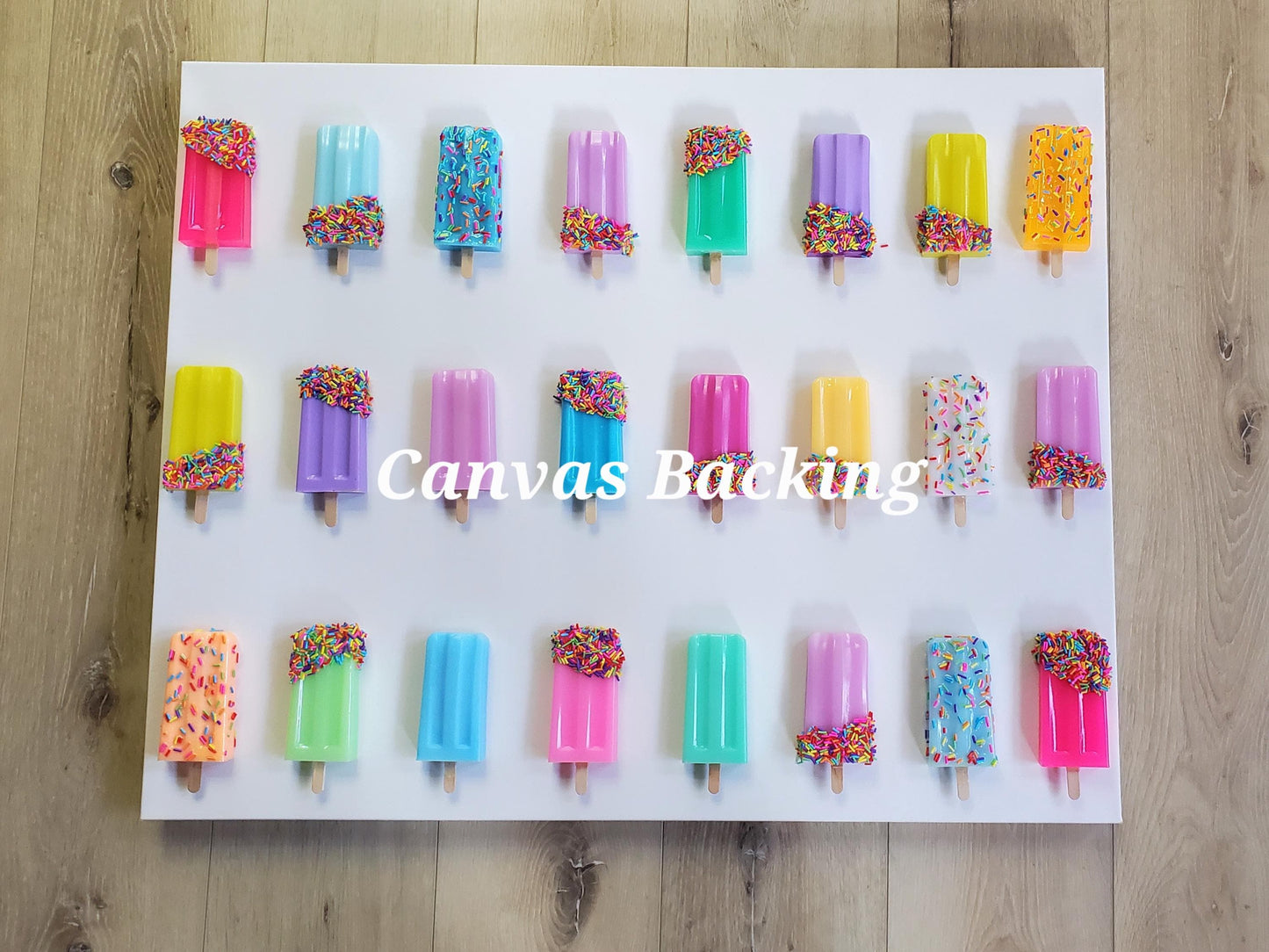 Unique Popsicle Wall Art Sculpture | Custom 3D Resin Popsicles on Canvas | Ideal Home & Business Decor