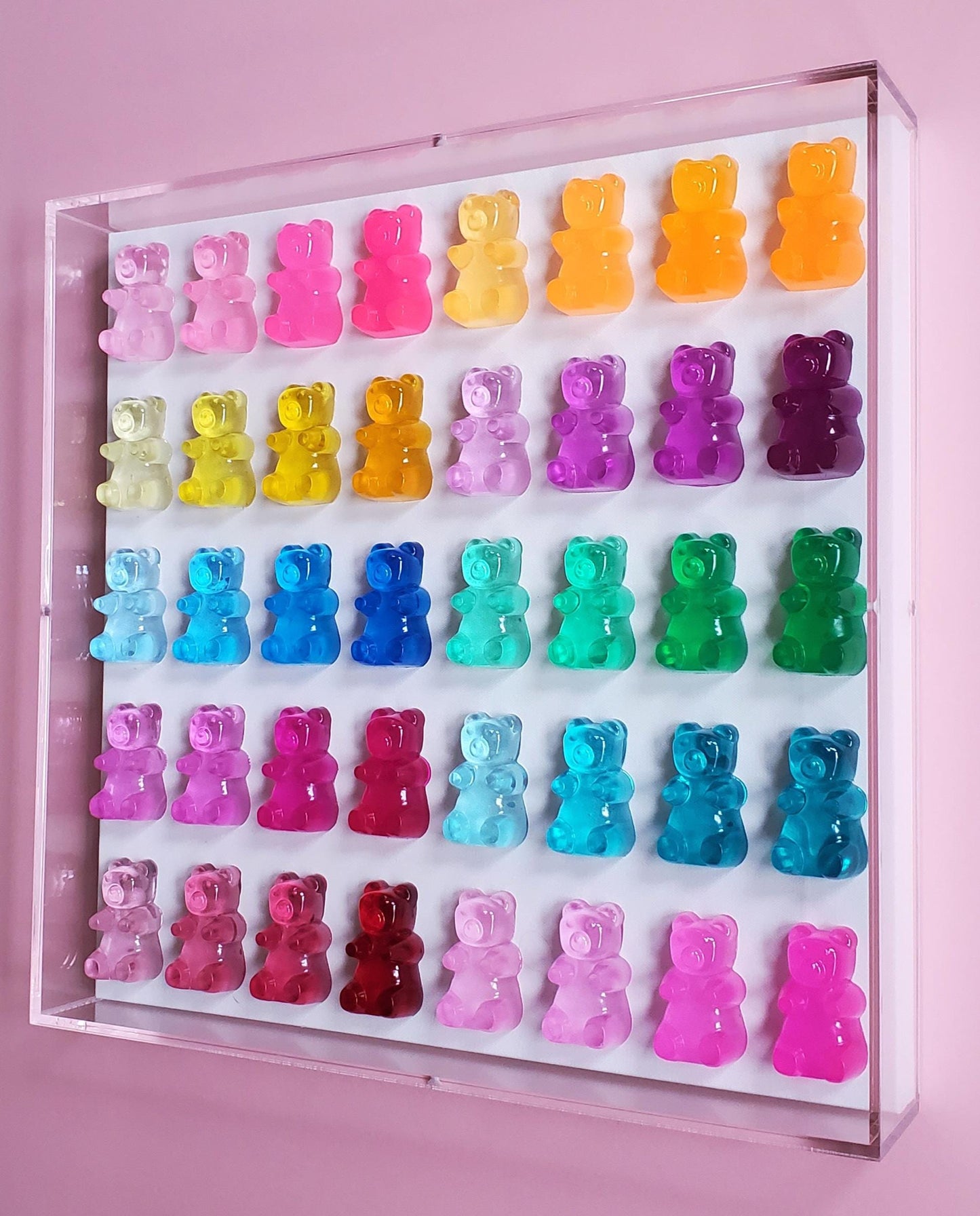 Pop Art Gummy Resin Bear Wall Decor, Modern Candy Shadow Box, Luxury Kitchen and Nursery Art