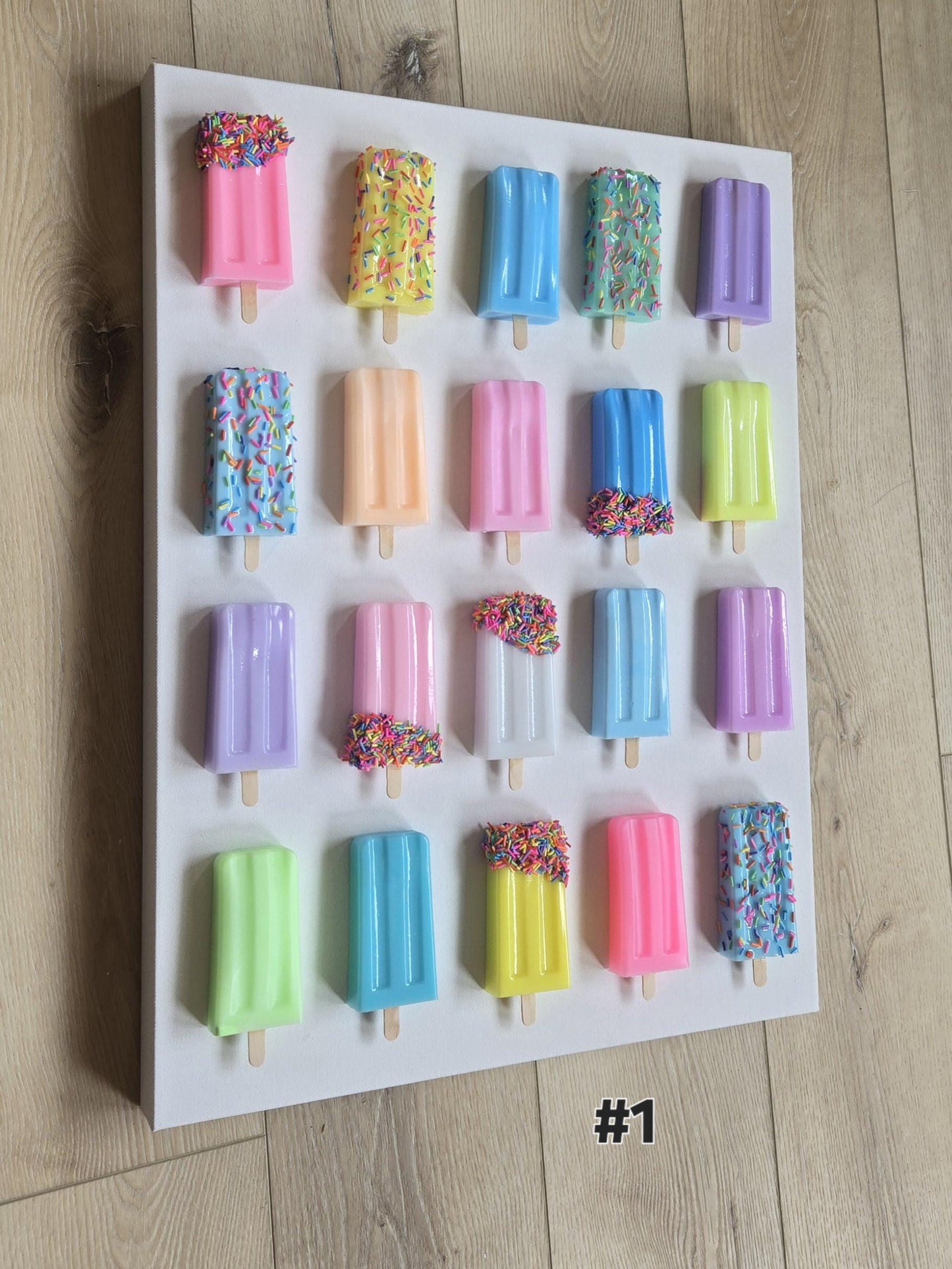 Resin Popsicle Shadow Box Wall Art: Colorful Nursery, Kitchen Decor