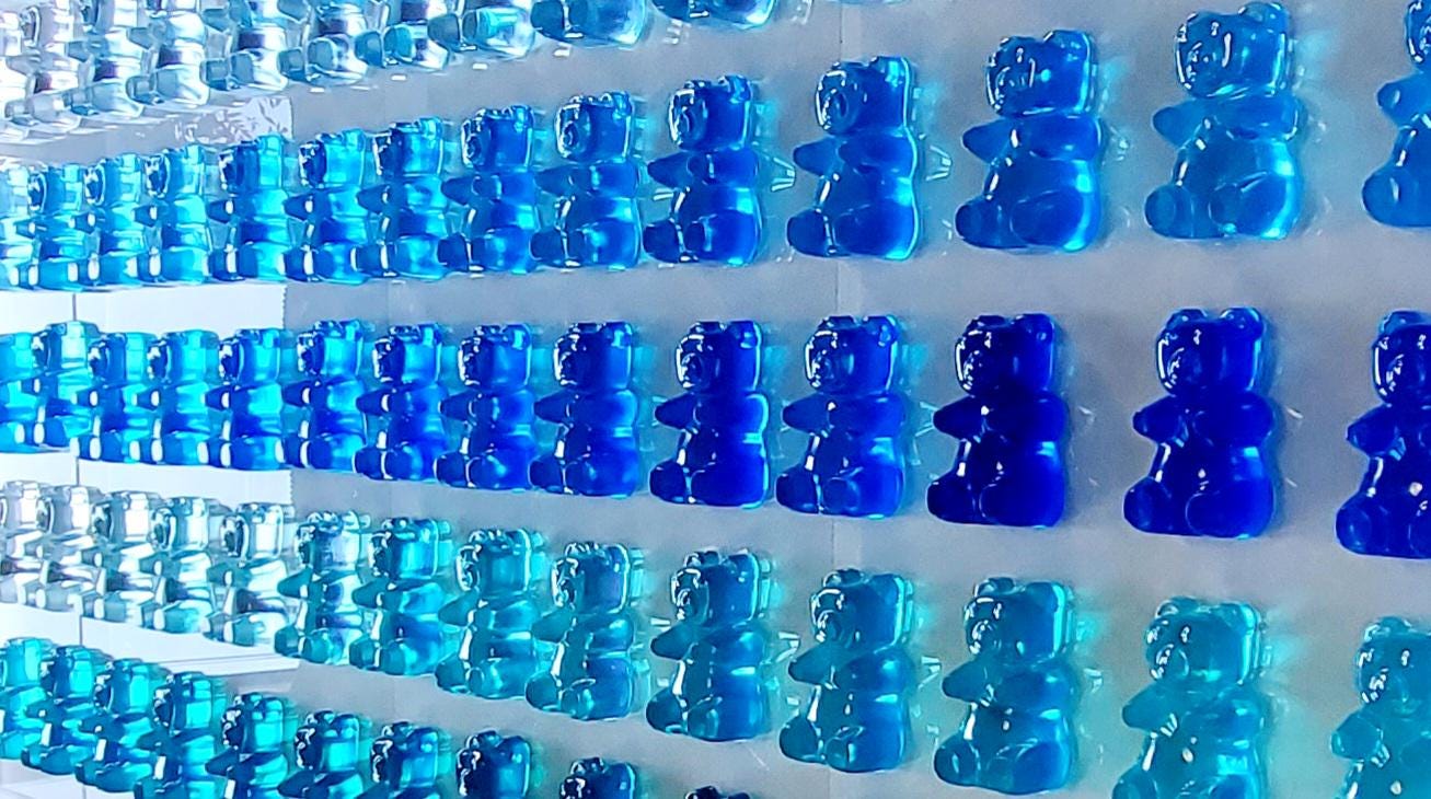 Pop Art Gummy Resin Bear Wall Decor, Modern Candy Shadow Box, Luxury Kitchen and Nursery Art