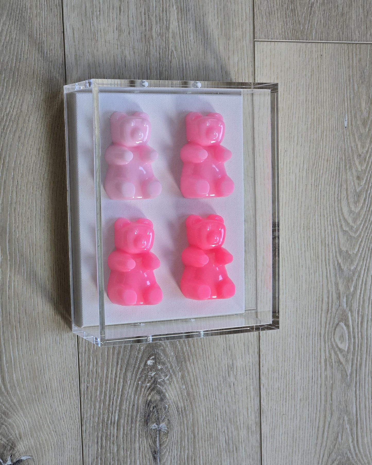 Framed Resin Candy Bear Wall Hanging, Modern Pop Art Sculpture, Home Decor Gift