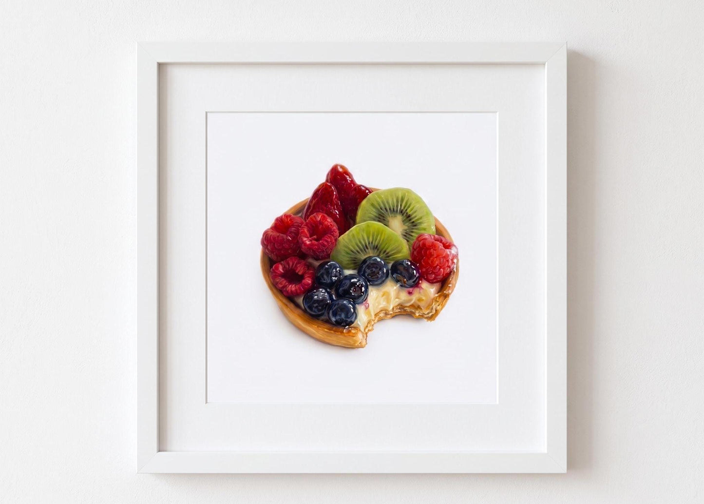 Realistic Fruit Tart Wall Art | Kitchen Decor | Sweet Dessert Food Painting Print | Illustration for Dining Room