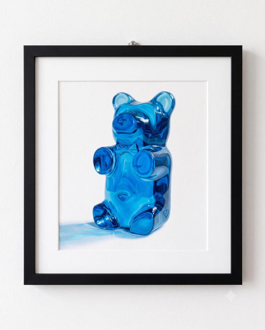 Gummy Bear Fine Art Print | Bright Candy Pop Art Wall Decor | Modern Kitchen Decor | Whimsical Miniature Chef Wall Art