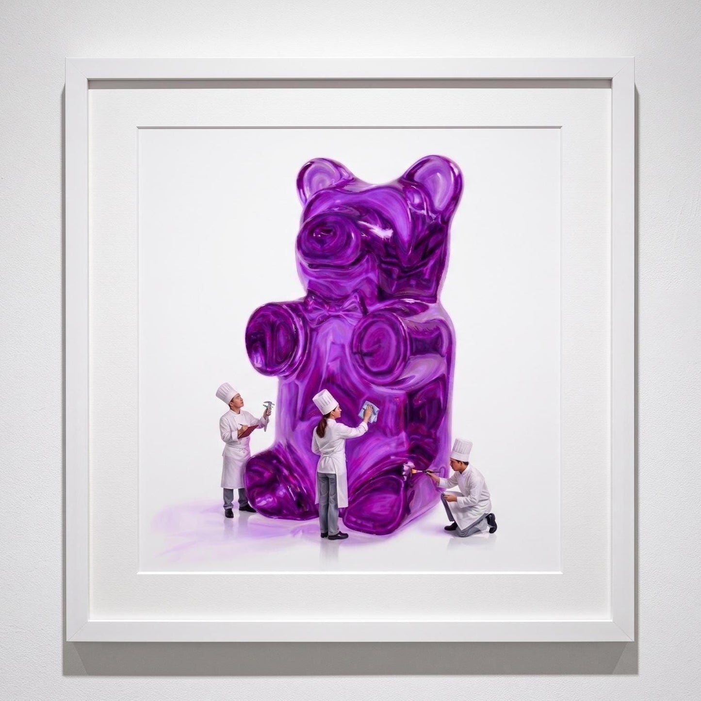 Gummy Bear Fine Art Print | Bright Candy Pop Art Wall Decor | Modern Kitchen Decor | Whimsical Miniature Chef Wall Art