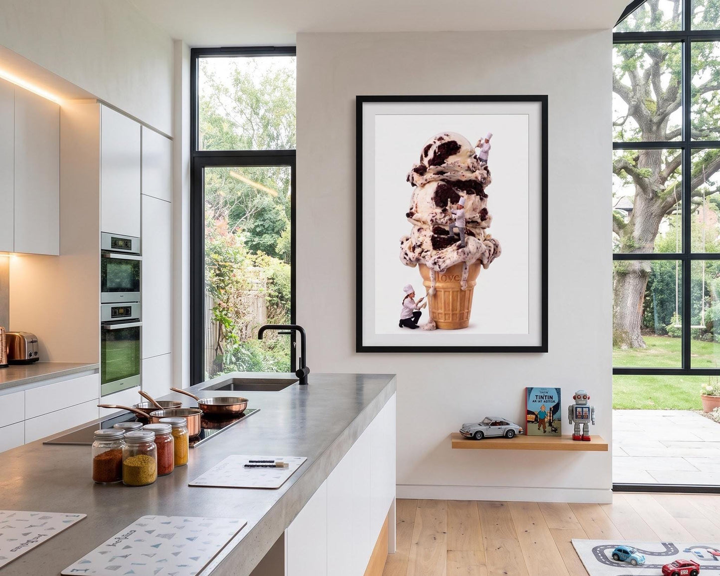 Ice Cream Cone Art Print | Sweet Nursery Wall Art | Playful Kitchen Decor | Kids Room Wall Art | Tiny Chef Food Illustration