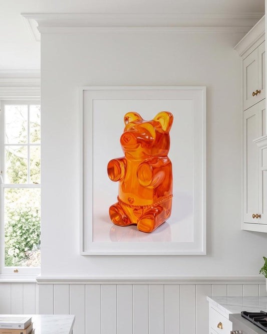 Gummy Bear Pop Art Print | Contemporary Candy Wall Decor | Miniature Chef Wall Decor | Fine Art Print | Colorful Hip Aesthetic Room Art
