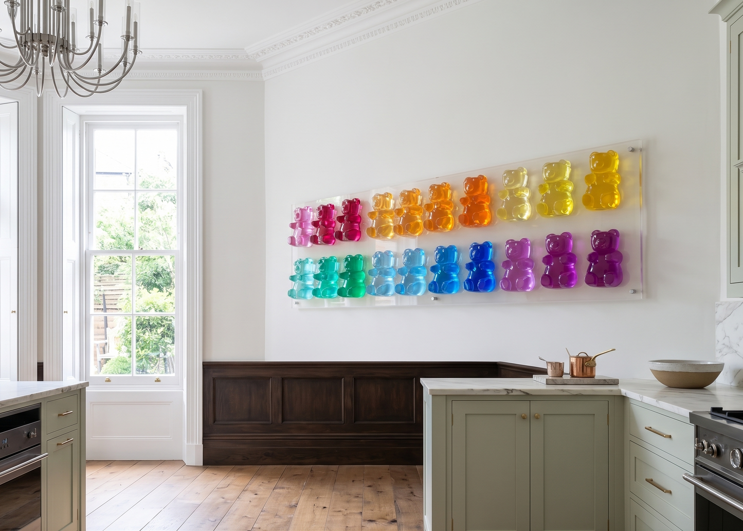Vibrant Large Resin Bear Wall Art: Whimsical Framed Modern Wall Decor