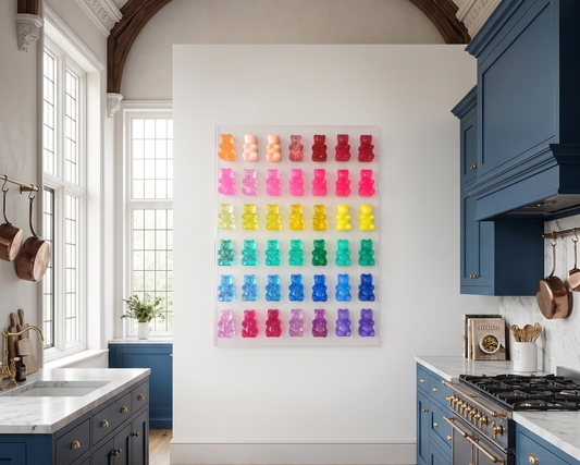 Vibrant Large Resin Bear Wall Art: Whimsical Framed Modern Wall Decor