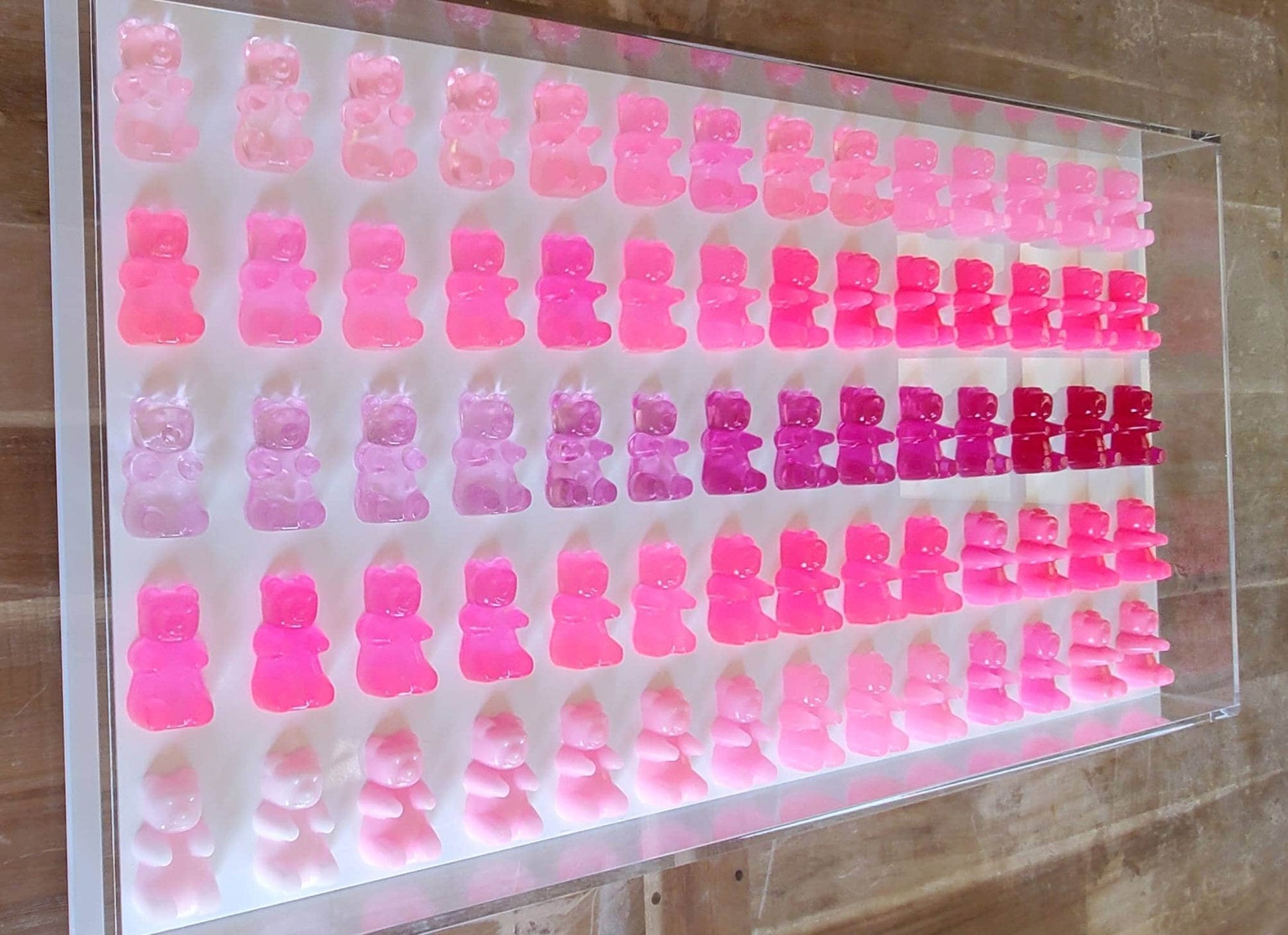 Candy-Inspired Resin Bear Shadow Box: 3D Pop Art Wall Decor
