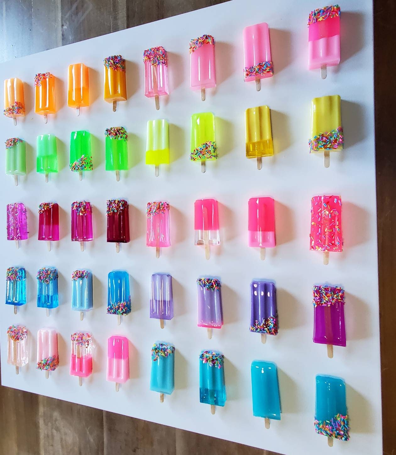 3D Ice Cream Bar Shadow Box: Custom Kids Room Wall Art, Rainbow Sprinkles