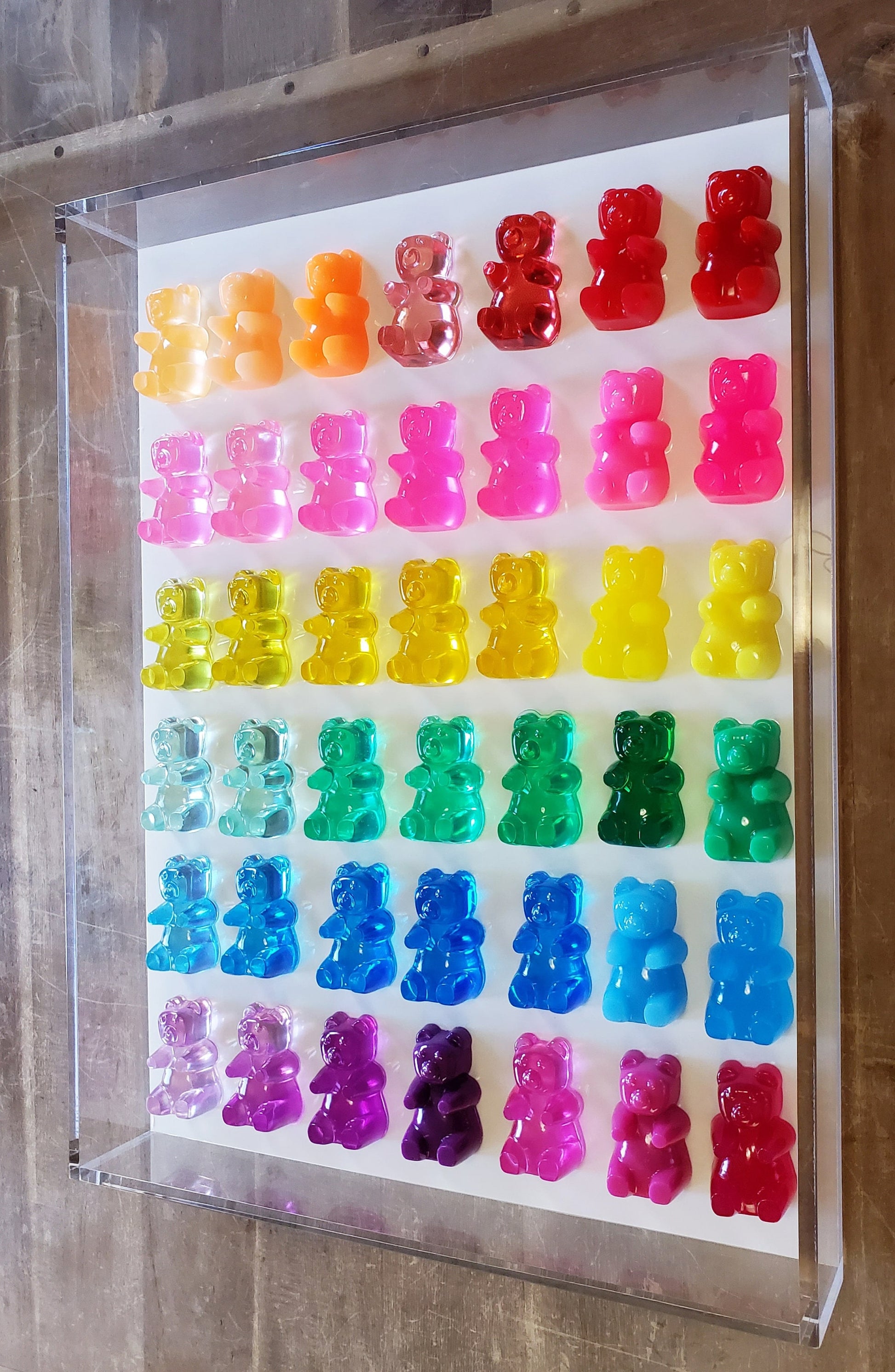 Candy Inspired Resin Gummy Bear Shadow Box: Modern Pop Art Wall Decor