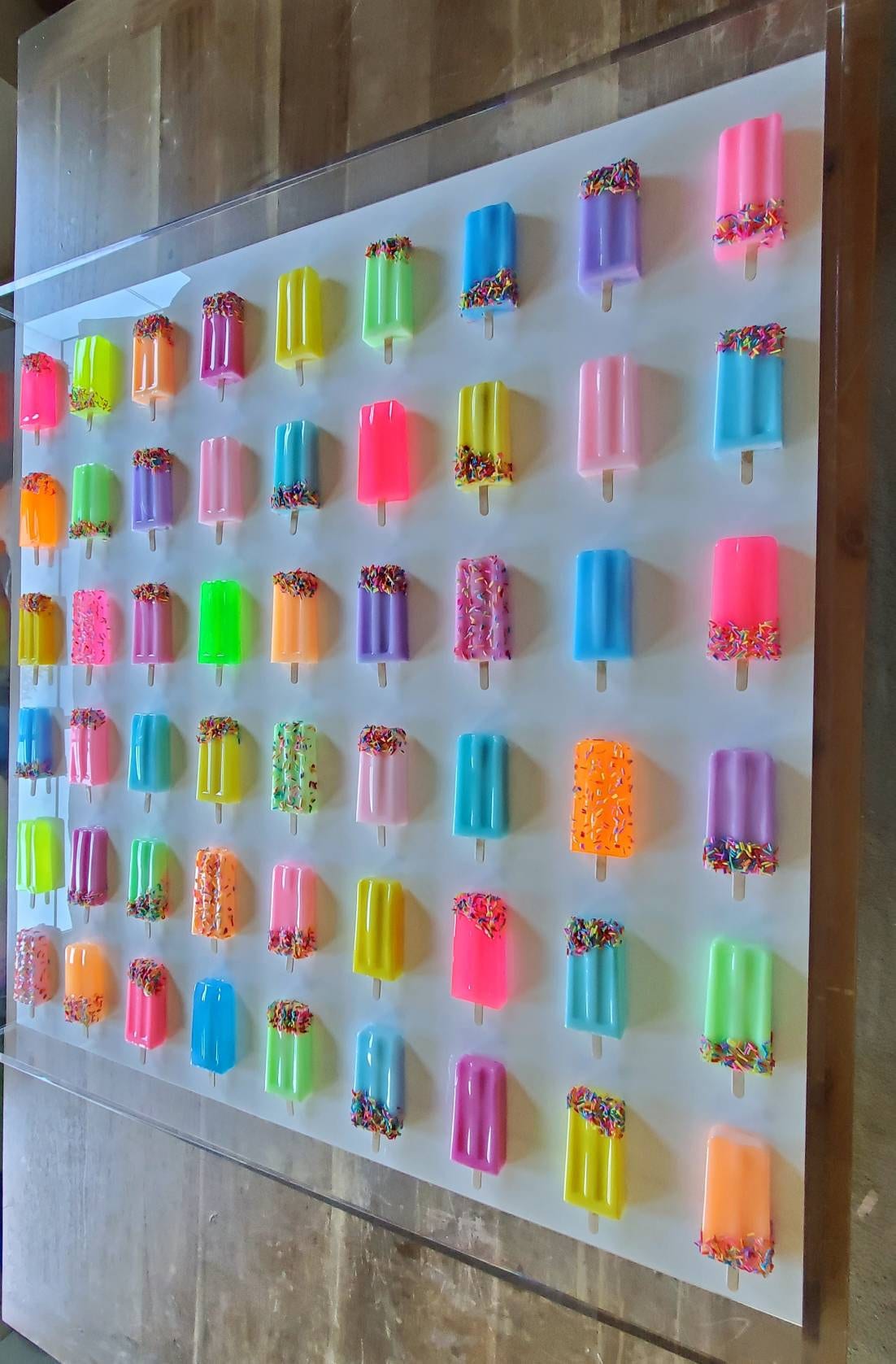 Pop Art Popsicle Wall Hanging, Home Decor, 50 Popsicle Sculptures, Business Decor, Candy Wall Art, Modern Kitchen Wall Decor, Rainbow Room.