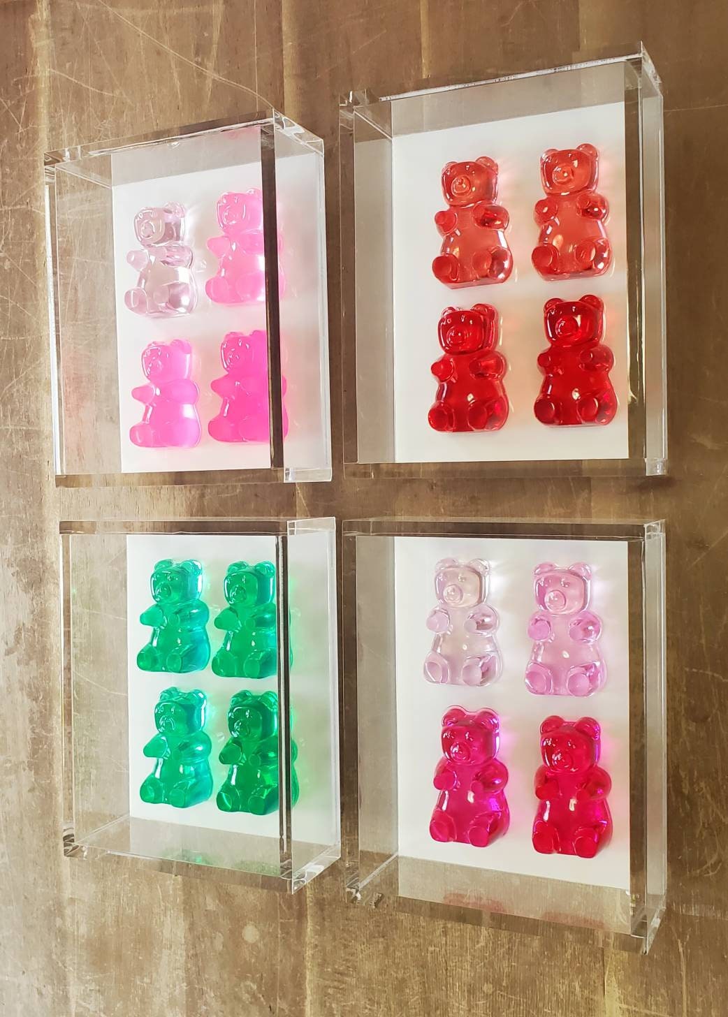 Gummy Bear Sculptures, 1 Acrylic Frame, Kitchen Decor, Iconic Decor, Colorful Modern Nursery Wall Art, Game Room, Candy Wall Decor