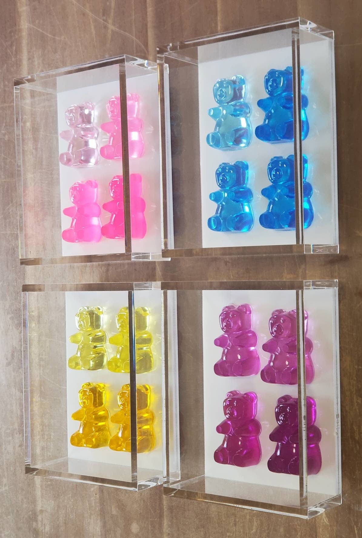 Gummy Bear Sculptures, 1 Acrylic Frame, Kitchen Decor, Iconic Decor, Colorful Modern Nursery Wall Art, Game Room, Candy Wall Decor