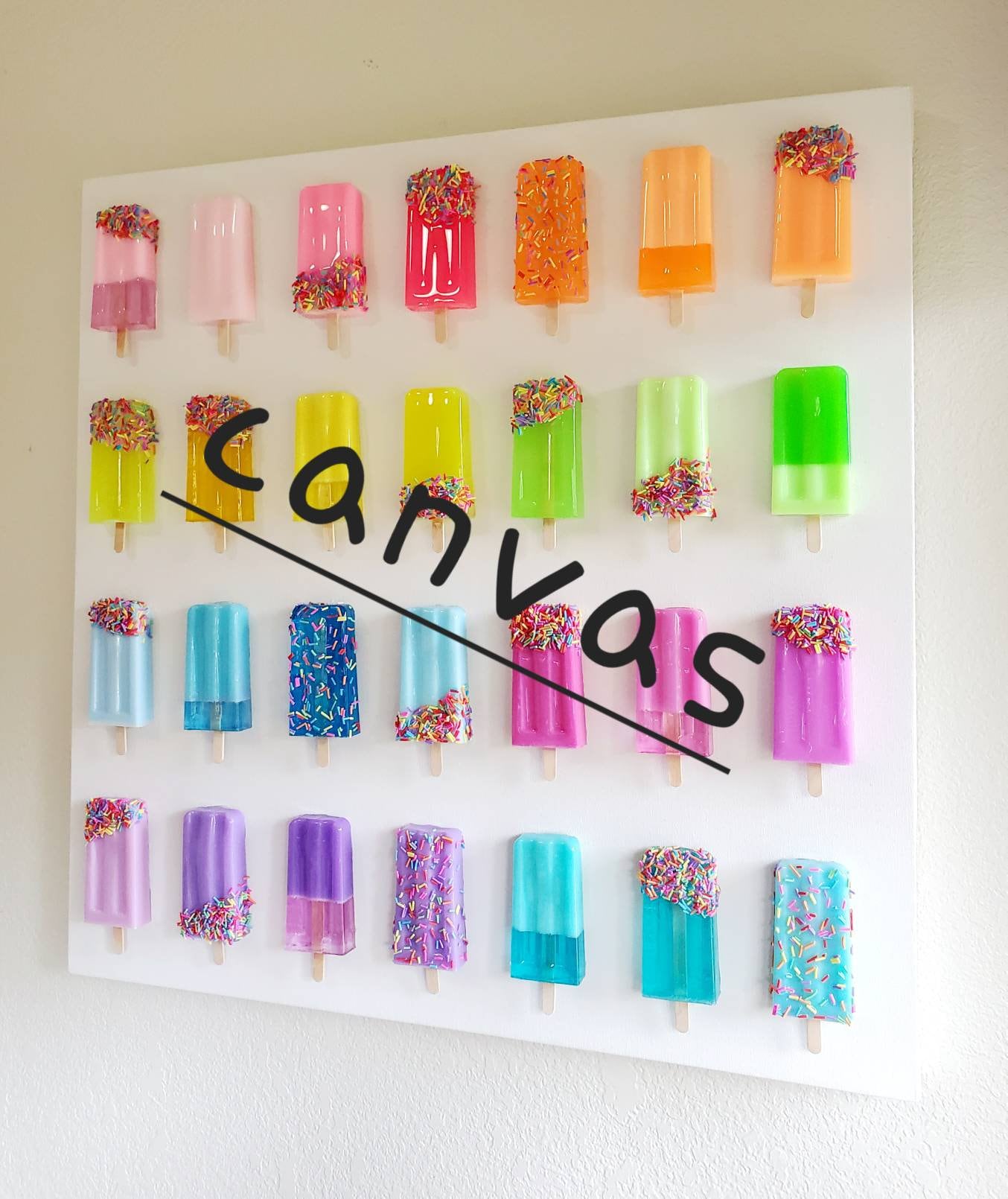 Popsicle Wall Art, Pop Art Sculptures, Kitchen Decor, Nursery Art, Teenagers Room Decor, Acrylic, Neon Rainbow Art,Retro Art, Candy Artwork.