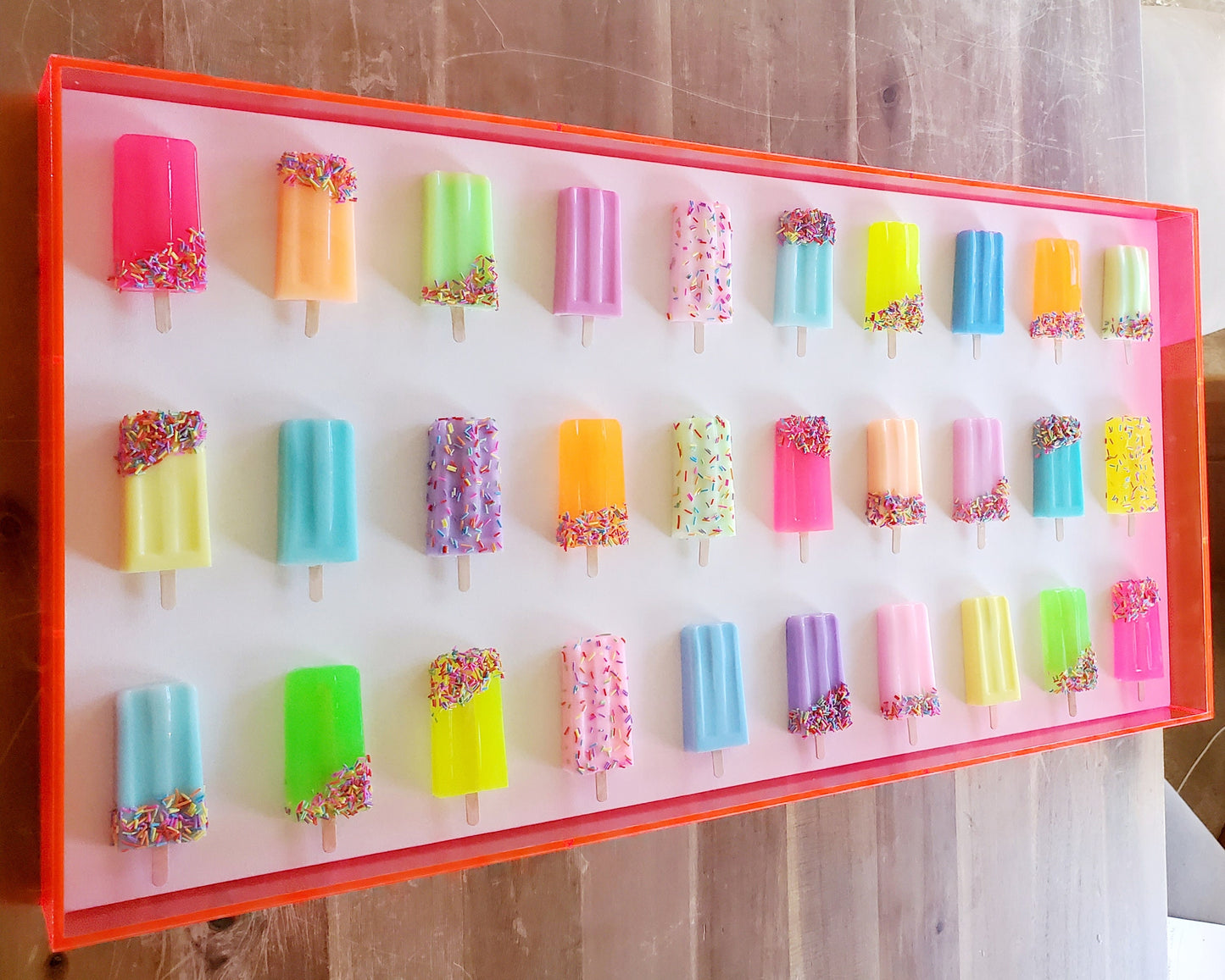 Vibrant 3D Ice Pop Sculpture Wall Art: Custom Canvas Shadow Box Decor