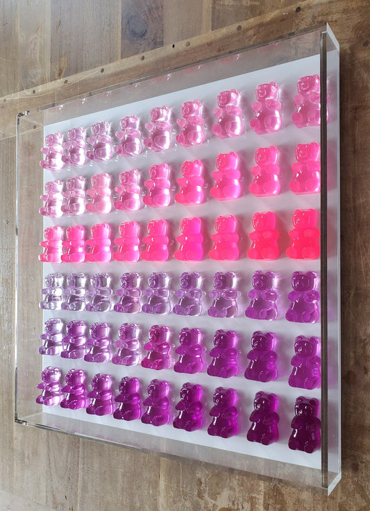 Giant Resin Gummy Bear Shadow Box | Candy Wall Art, Statement Piece, Modern Interior Design, Bright Ombré Colors, Luxury Interior Decor