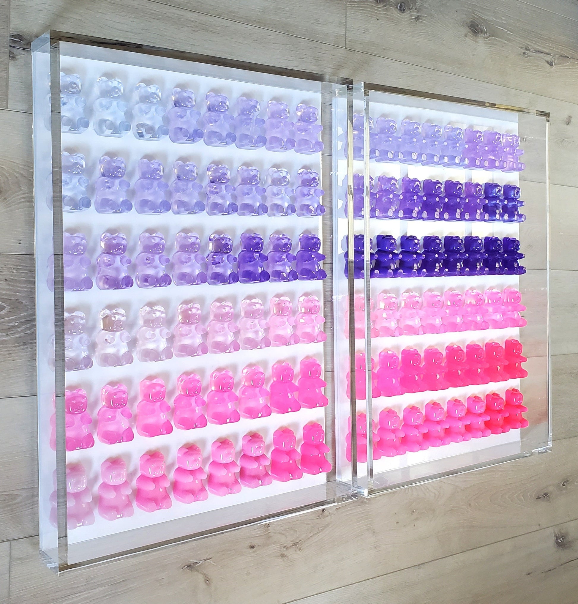 Ombré Resin Candy Bear Shadow Box: 3D Pop Art, Nursery Wall Decor