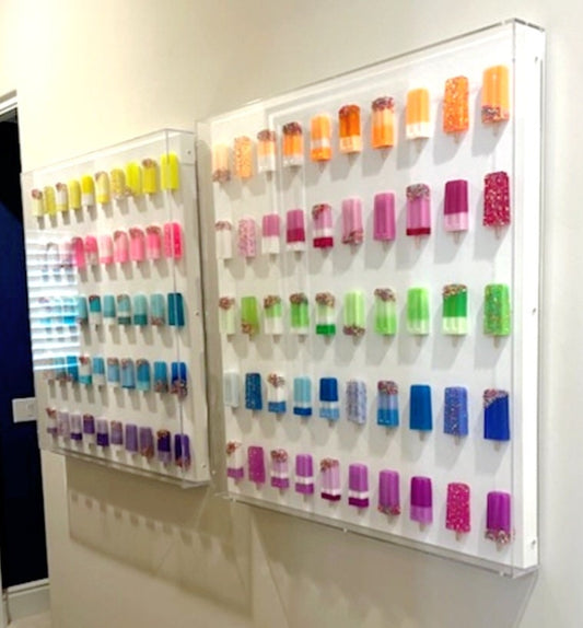 Vibrant Pop Art Rainbow Ombre Popsicle Wall Sculptures – Perfect for Home & Business Decor