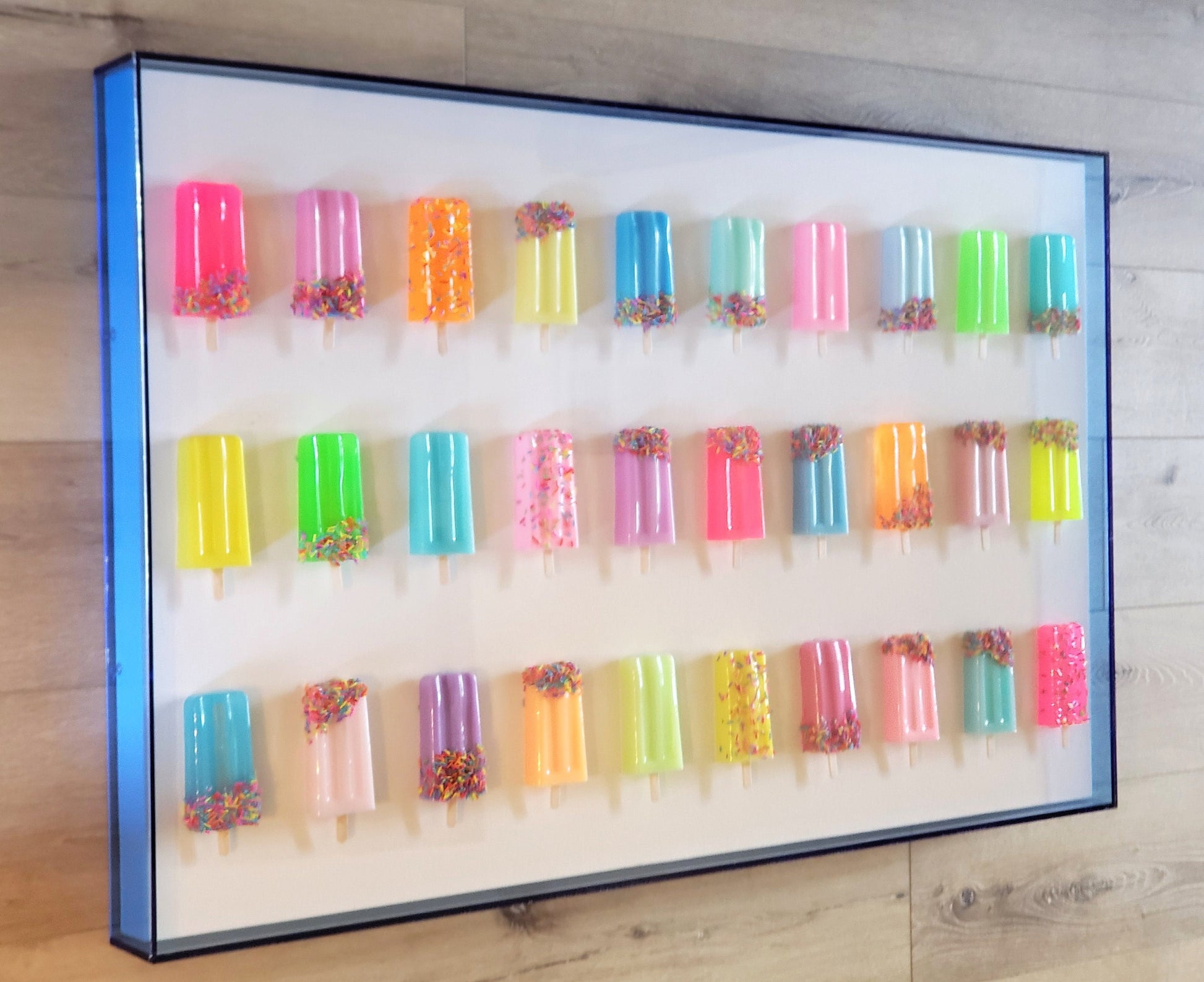 Rainbow Ice Pops Wall Sculpture: Pop Art Shadow Box Decor